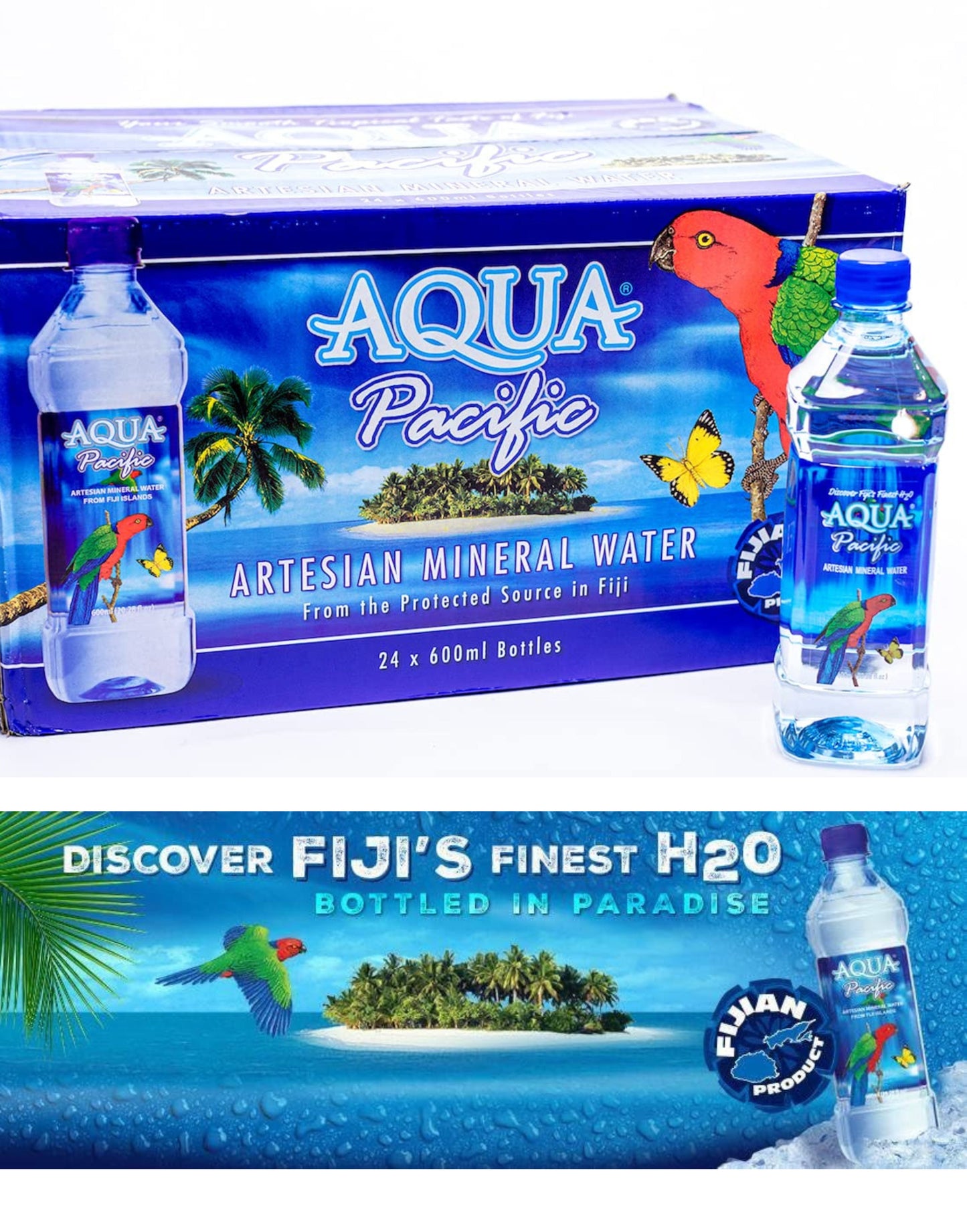 Aqua Pacific®Natural ARTESIAN Mineral Water (Case Pack of 24 X 20.28 Oz Bottle) Discover Fiji'S Finest H20, Aqua Pacific®