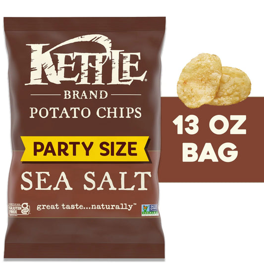 Potato Chips, Sea Salt Kettle Chips, Party Size, 13 Oz