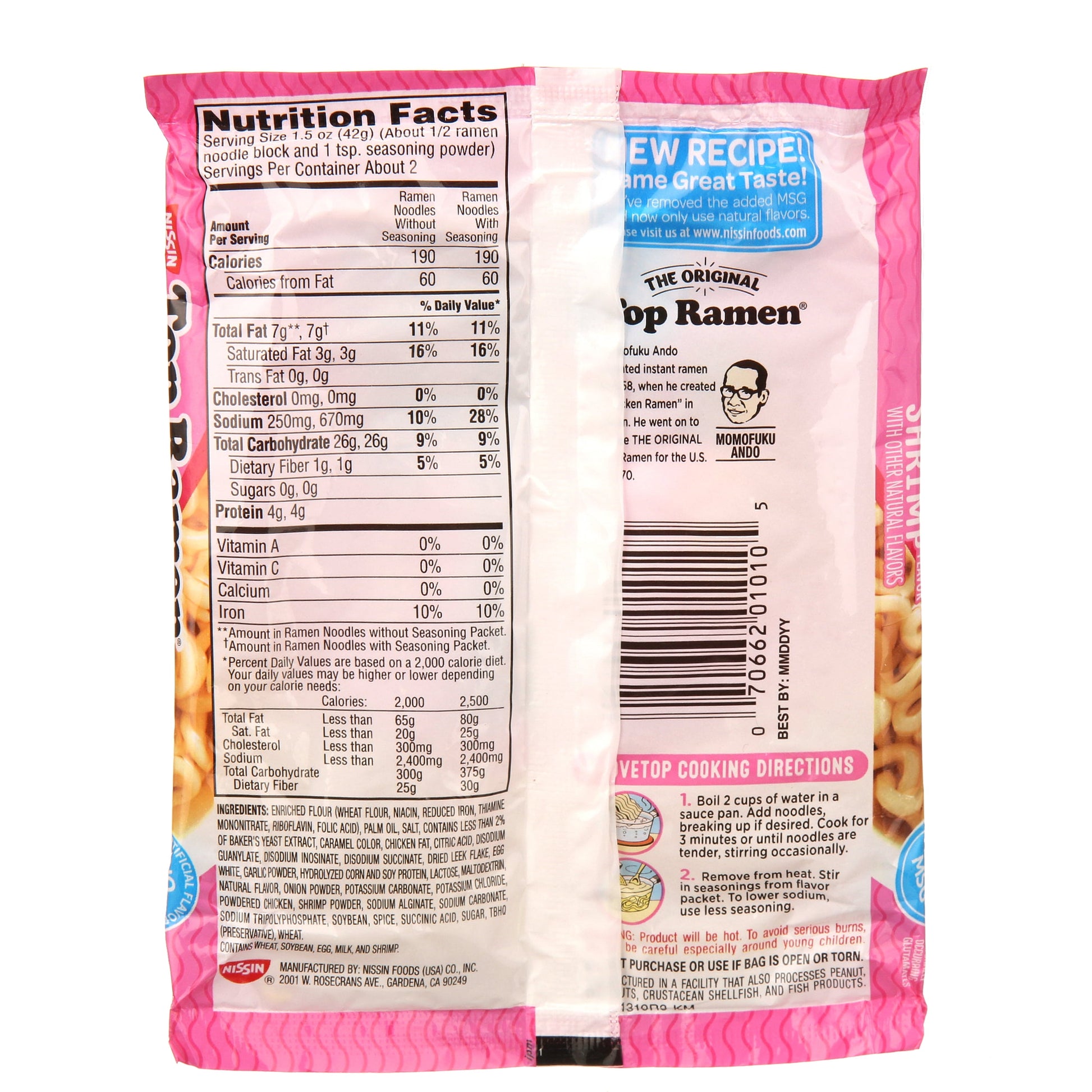 (24 Pack)  Shrimp Flavor Top Ramen Noodles, 3 Oz