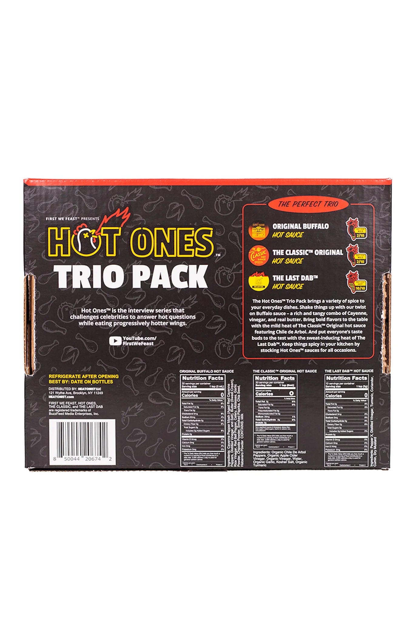 Hot Ones Mini Dab Hot Sauce Trio Gift Box, Includes Buffalo, Classic and the Last Dab Flavors