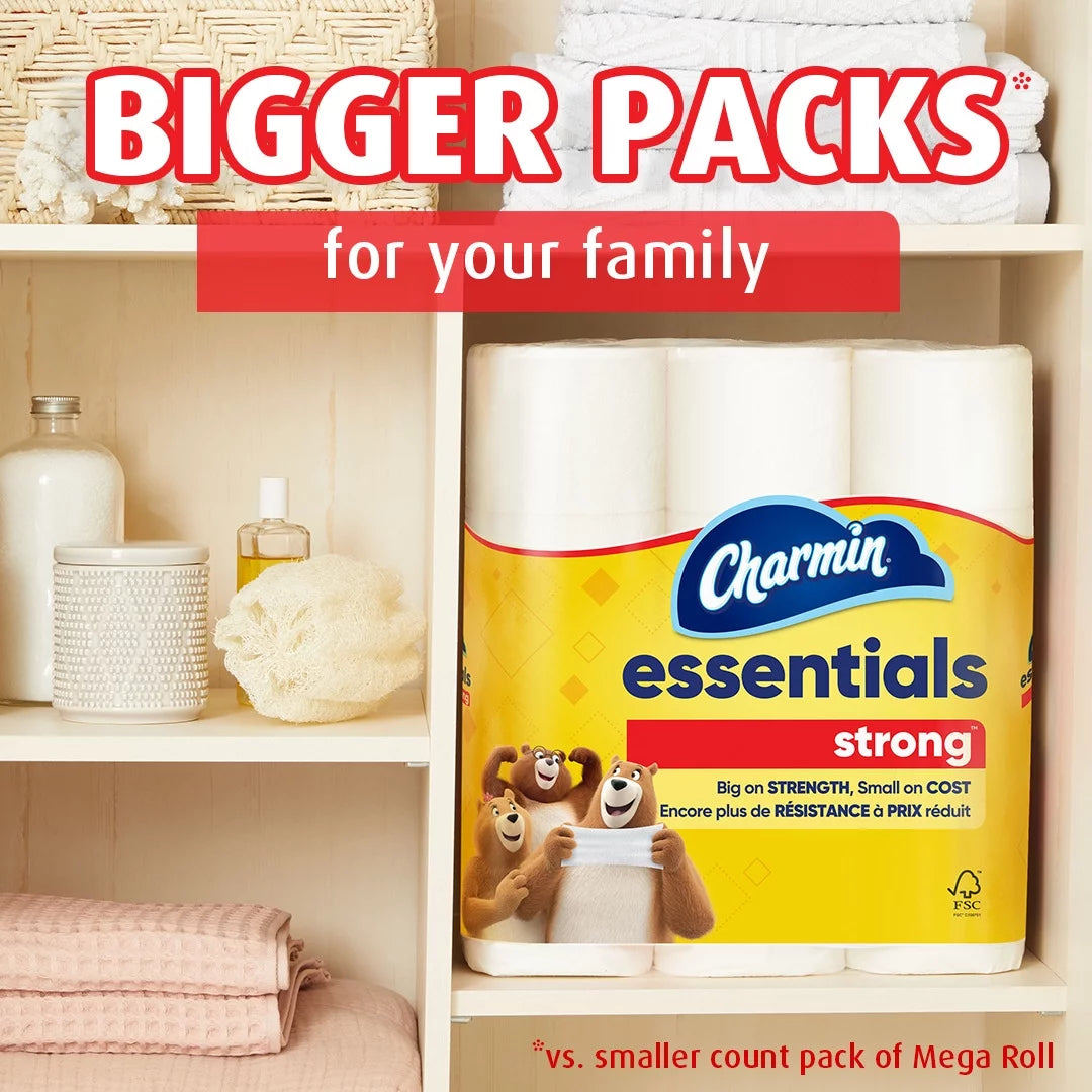 Essentials Strong Toilet Paper, 12 Mega Roll