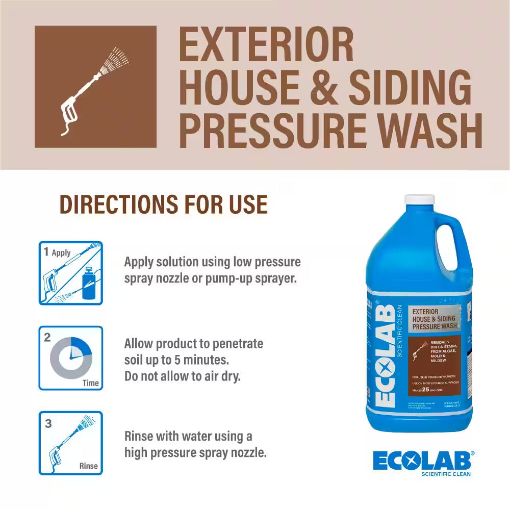 1 Gal. Exterior House and Siding Pressure Wash Concentrate Cleaner; Removes Algea, Mold and Mildew