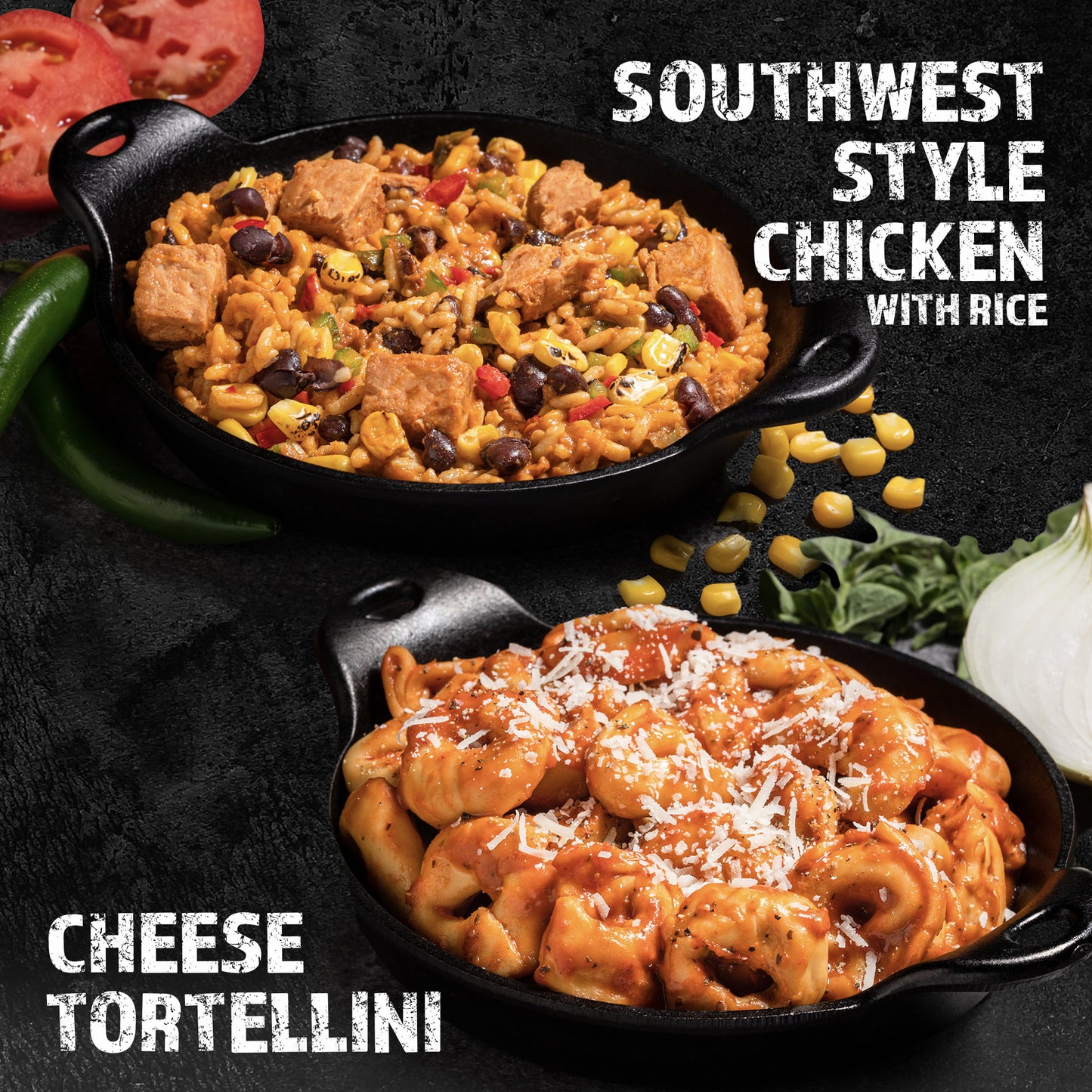 OMEALS 4 Pack Hot Dinner MRE Meals - Includes Cheese Tortellini, Turke