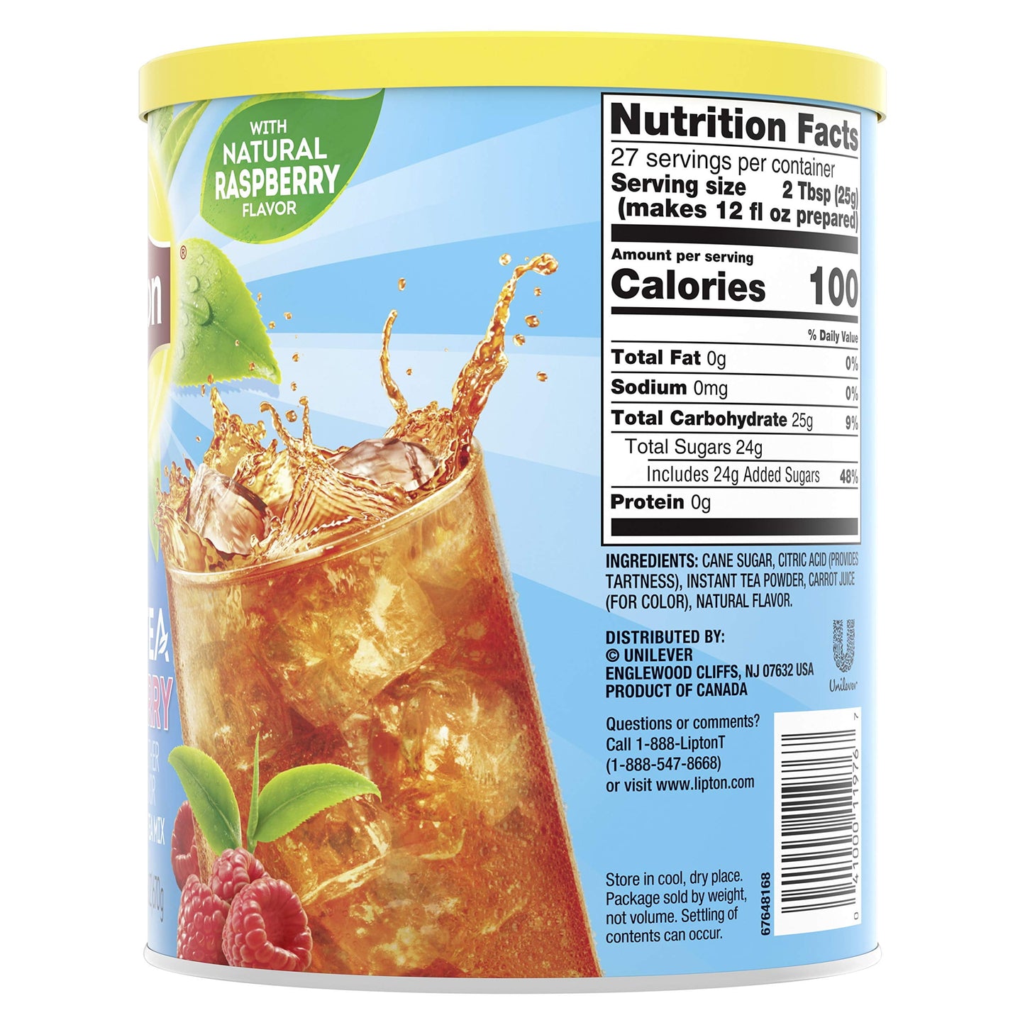 Iced Tea Mix Black Tea, Raspberry, Caffeinated, 10 Quarts