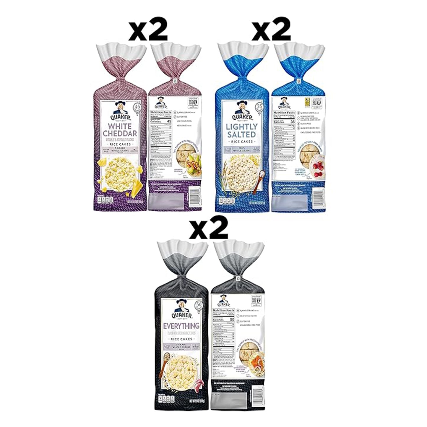 Large Rice Cakes, 3 Flavor Topper Variety Pack, Pack of 6