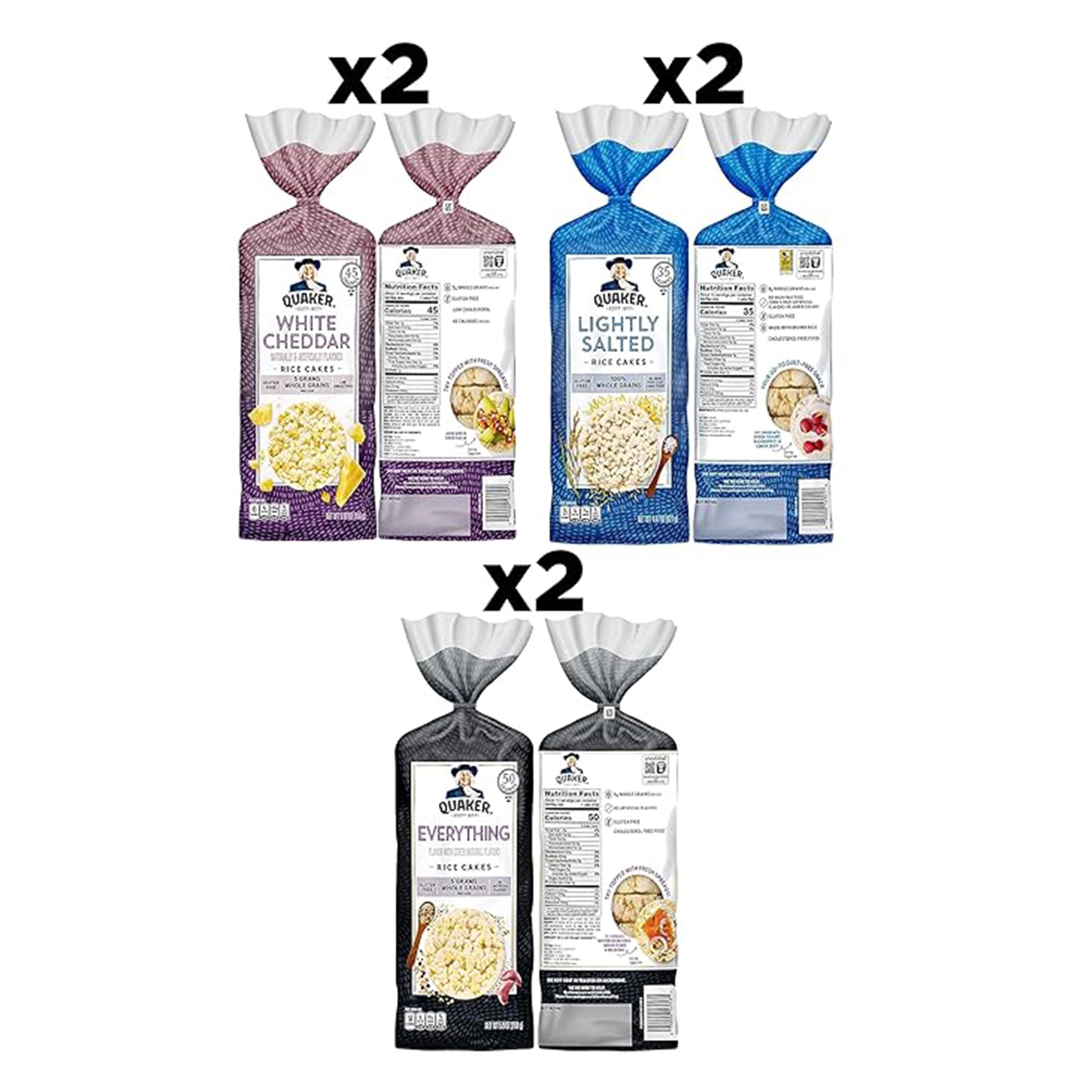 Large Rice Cakes, 3 Flavor Topper Variety Pack, Pack of 6