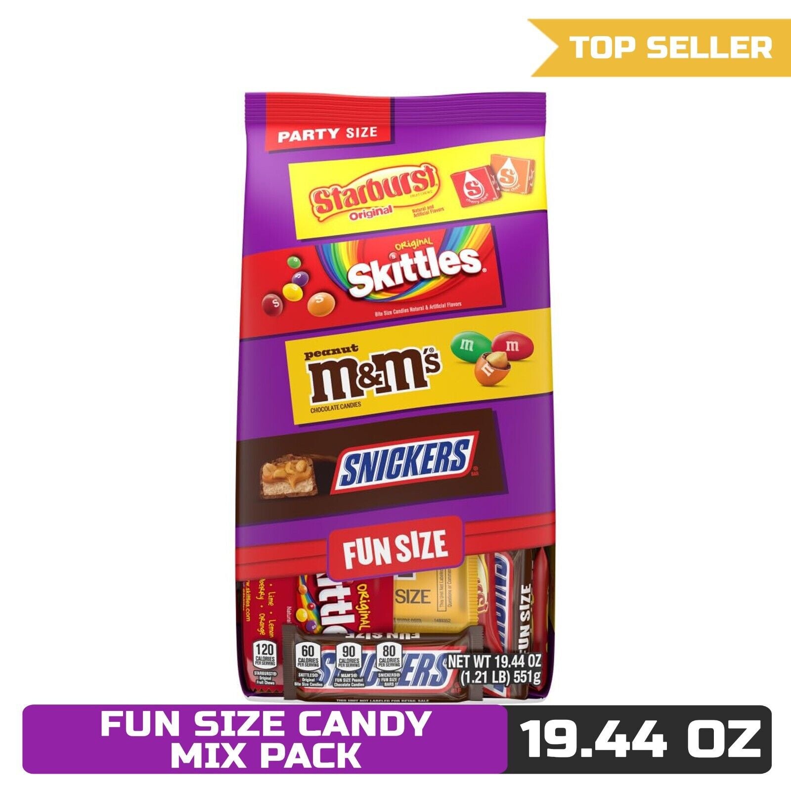 M&M'S, SNICKERS, STARBURST & SKITTLES Fun Size Candy Variety Pack, 19.44 Oz