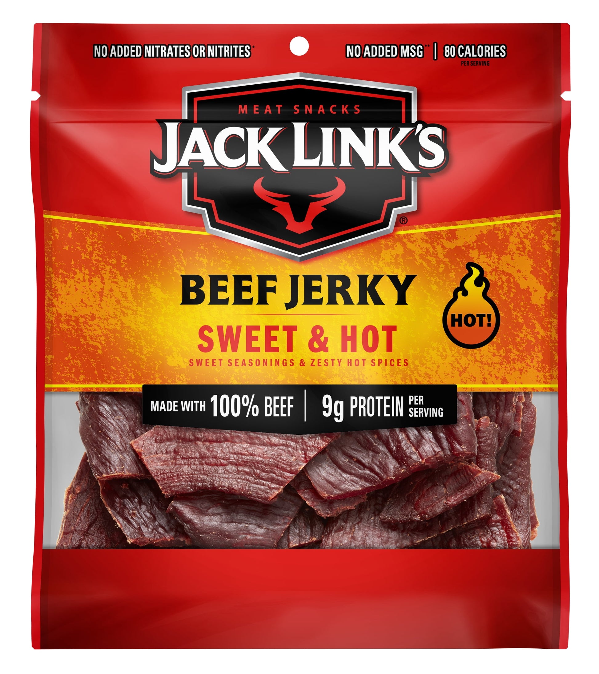 Jack Link’S Beef Jerky, Sweet & Hot, 100% Beef, 9G of Protein per Serving, 2.85 Oz Bag