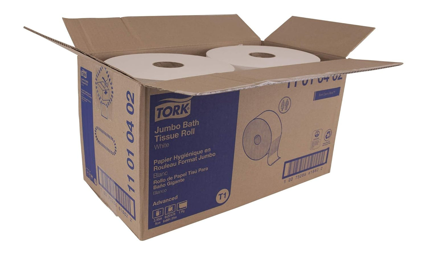 Jumbo Toilet Paper Roll White T1, Advanced, 1-Ply, 6 X 3,424 Sheets, 11010402