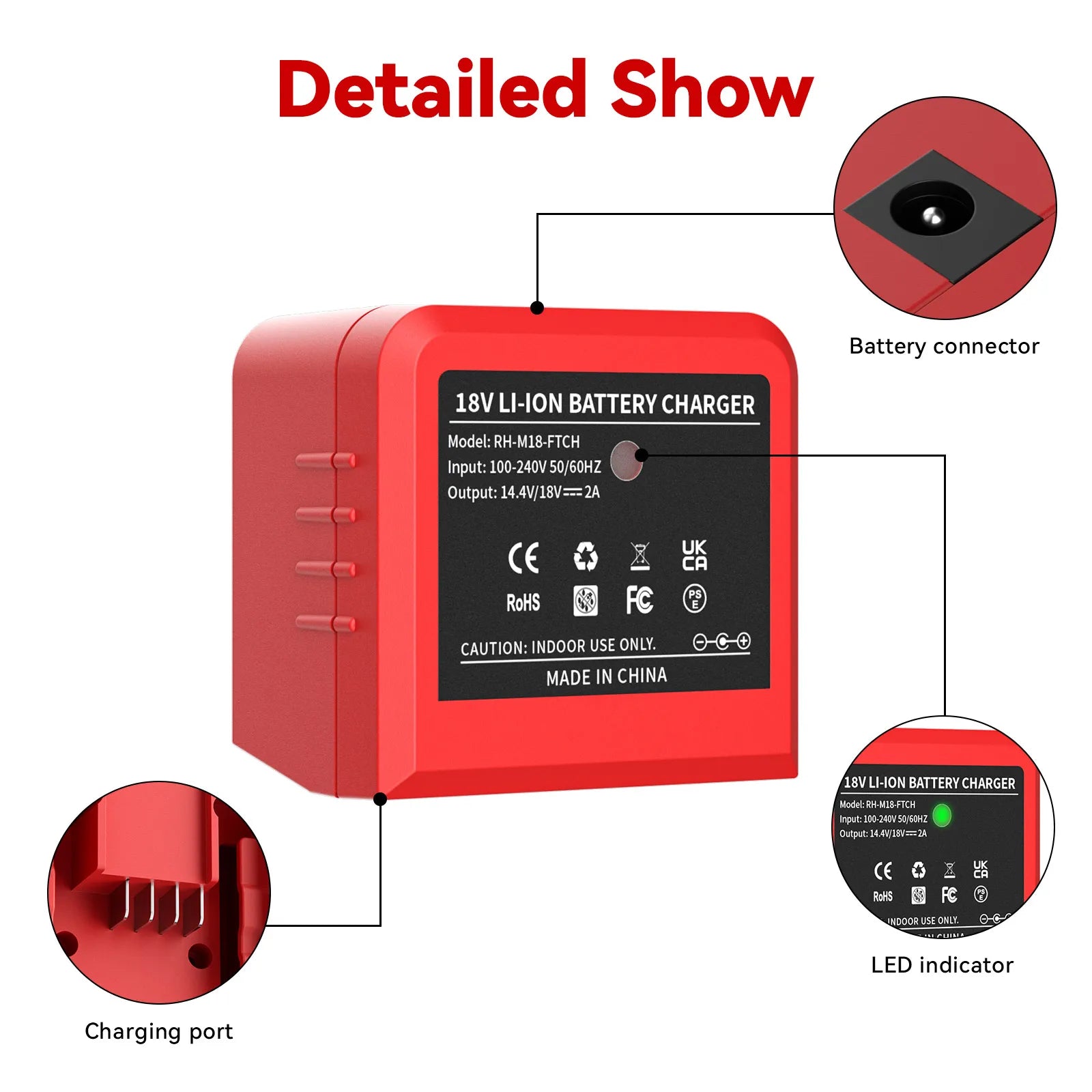 For Milwaukee 18V Battery Charger for M18M18B5 Xc Lithium Lon Battery 6.0Ah 48-11-1815 48-11-1850 2604-22 2604-202708-22 2607-22