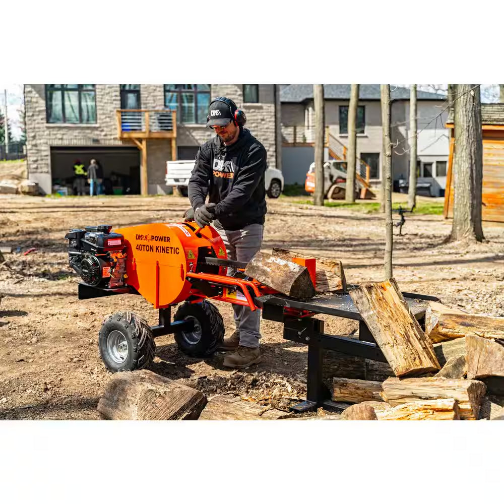 40-Ton 7 HP 208Cc Certified Commercial Horizontal Kinetic Log Splitter with Kohler Engine & 1-Sec Cycle Time