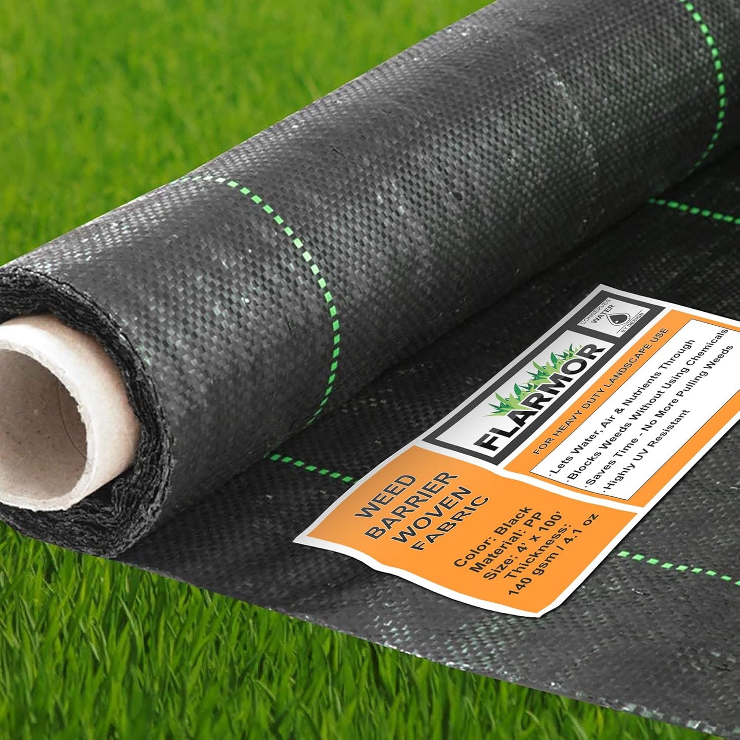 Non-Woven Landscape Fabric–6Ftx300Ft, 1.8oz Weed Barrier Cloth, Heavy Duty Garden Weed Barrier Fabric Roll, Landscaping Fabric Weed Control W/WeedStop Technology, Commercial Weed Block (Black)