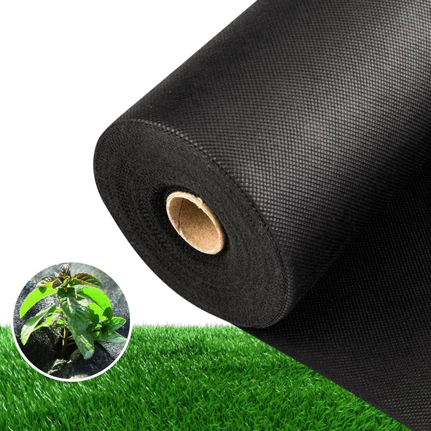 Non-Woven Landscape Fabric–6Ftx300Ft, 1.8oz Weed Barrier Cloth, Heavy Duty Garden Weed Barrier Fabric Roll, Landscaping Fabric Weed Control W/WeedStop Technology, Commercial Weed Block (Black)