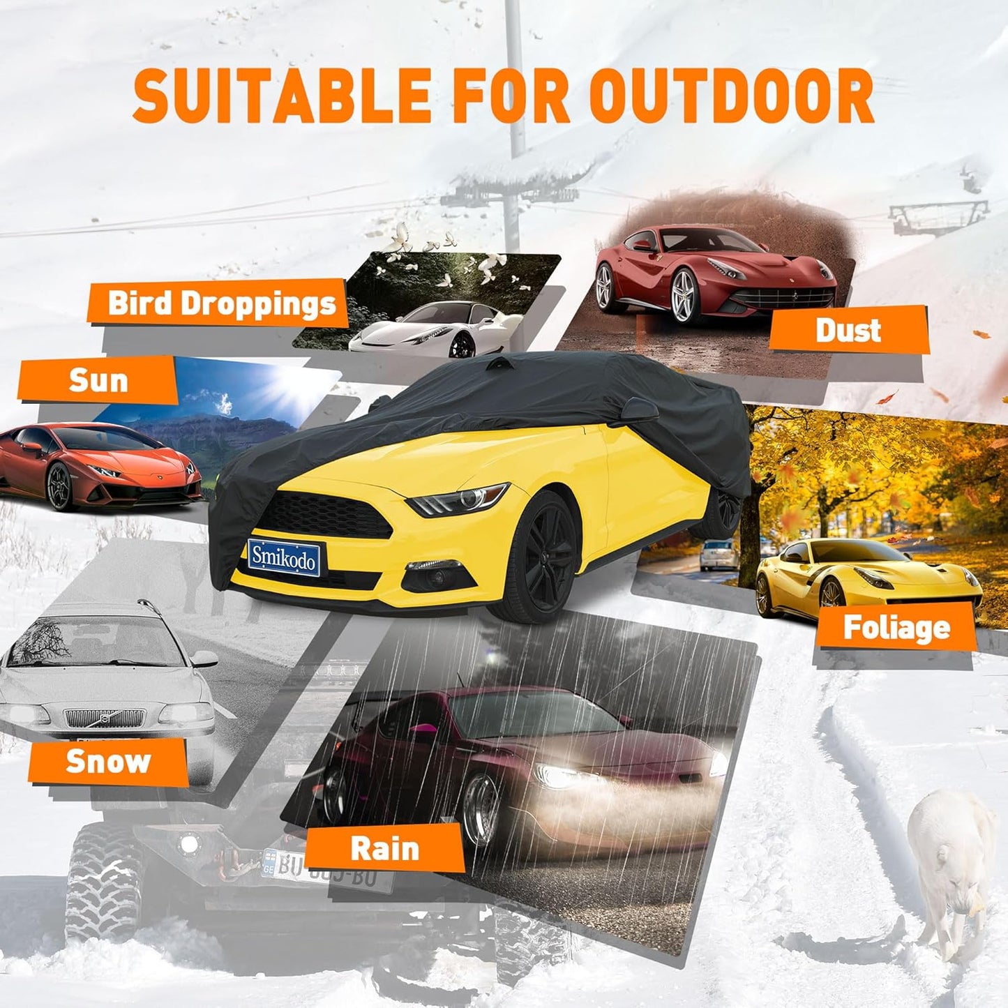 Car Cover Waterproof 7 Layers,Custom Fit Ford Mustang, Mustang car Cover Cold Snow Rain Sun UV Protection, Car Covers for Mustang GT/Cobra/Shelby/Bullitt/ECOBOOST