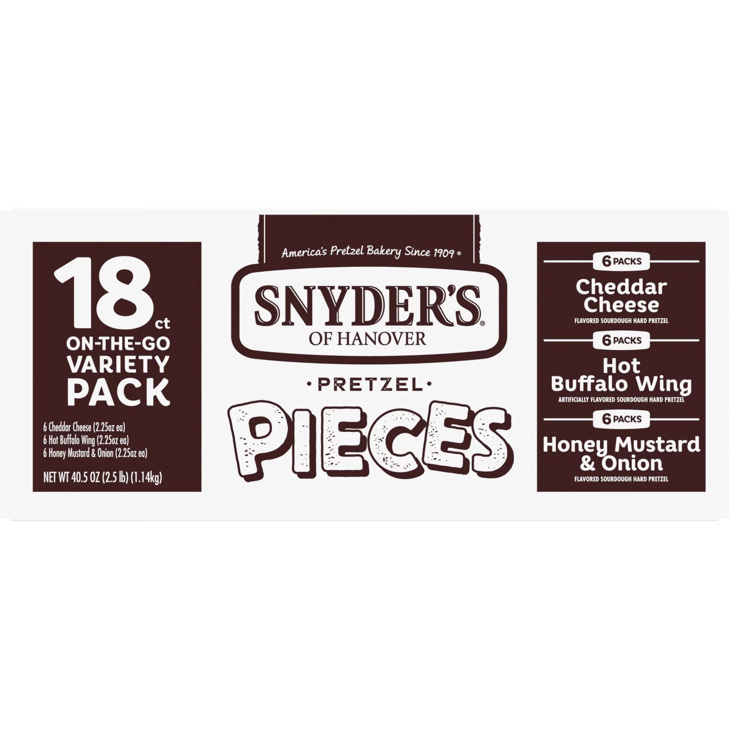 Pretzel Pieces, Variety Pack of Pretzels Individual Packs, 2.25 Oz, 18 Ct