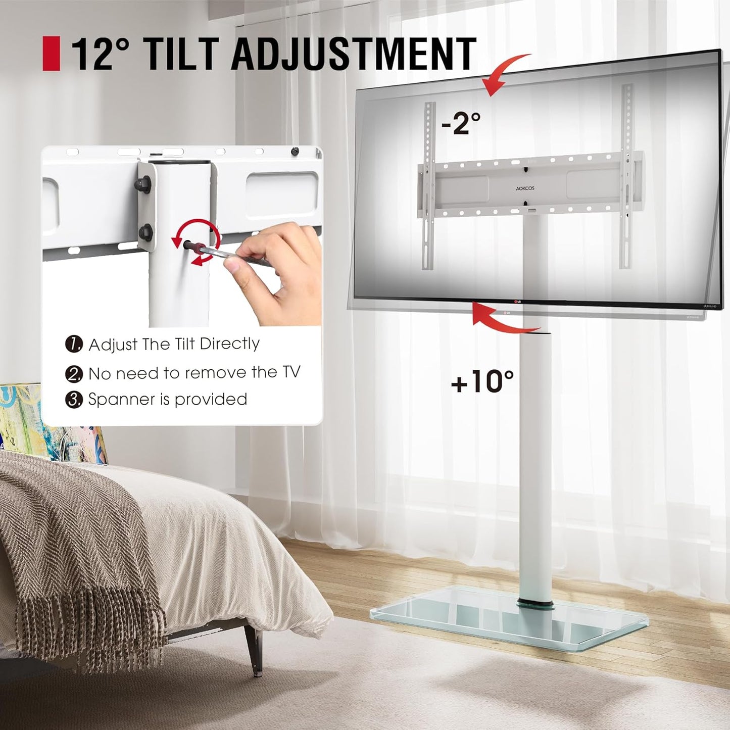 Floor TV Stand with Swivel Mount for Most 43 to 85 Inch TVs up to 110 lb, 8 Level Height Adjustable Tilting TV Floor Stand Space Saving, Tall TV Stand for Livingroom/Bedroom, MAX VESA 400x600mm