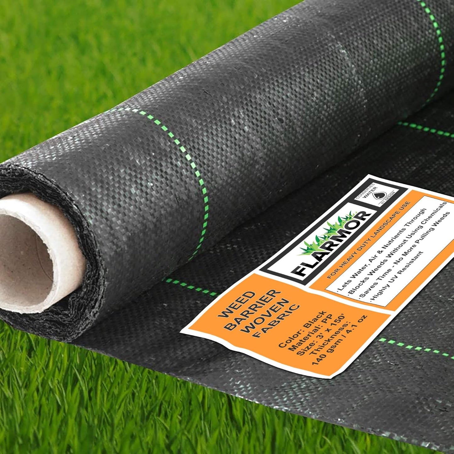 Non-Woven Landscape Fabric–6Ftx300Ft, 1.8oz Weed Barrier Cloth, Heavy Duty Garden Weed Barrier Fabric Roll, Landscaping Fabric Weed Control W/WeedStop Technology, Commercial Weed Block (Black)