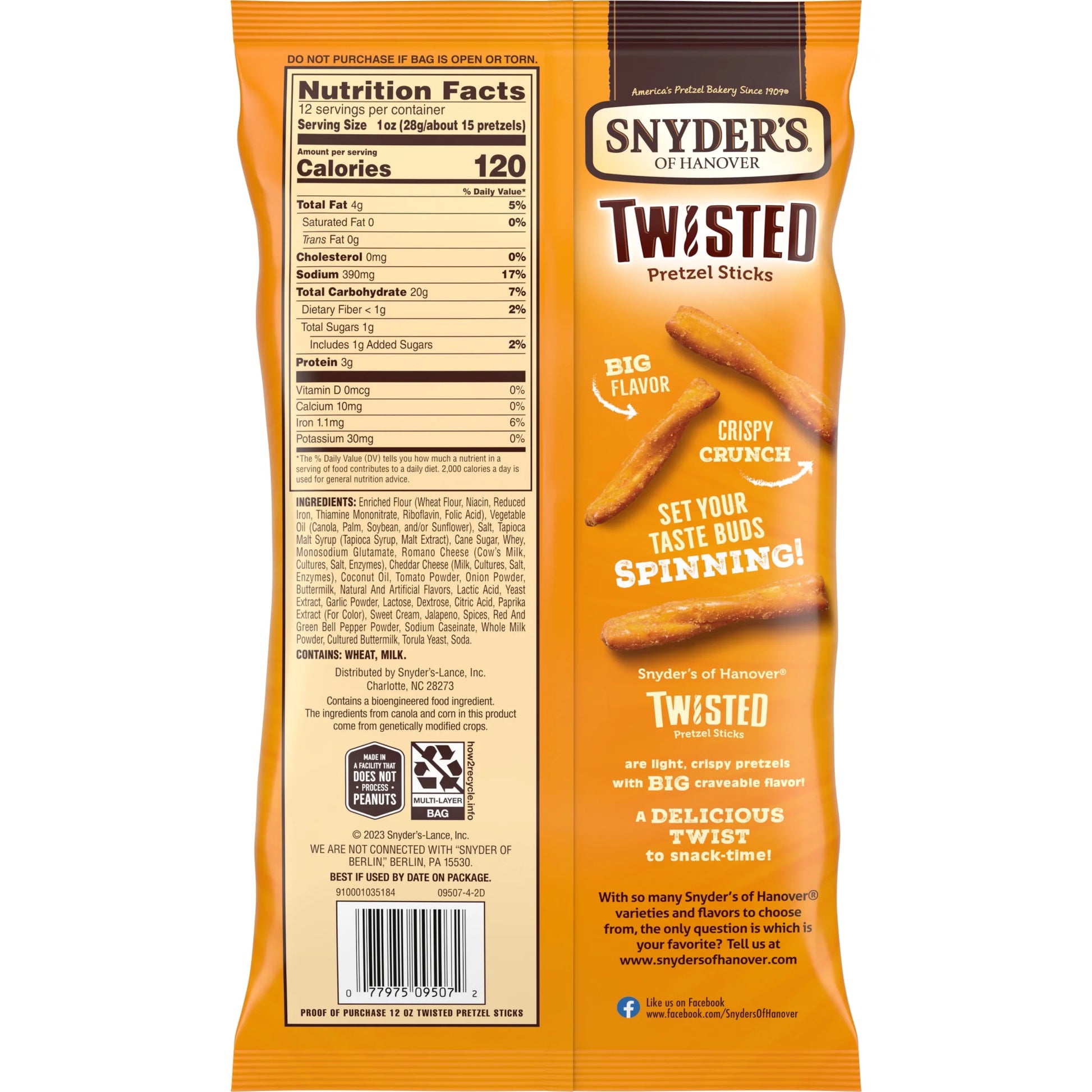 , Nacho Cheese Twisted Pretzel Sticks, 12 Oz