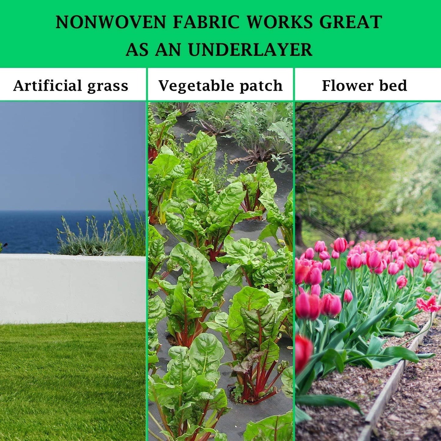 Non-Woven Landscape Fabric–6Ftx300Ft, 1.8oz Weed Barrier Cloth, Heavy Duty Garden Weed Barrier Fabric Roll, Landscaping Fabric Weed Control W/WeedStop Technology, Commercial Weed Block (Black)