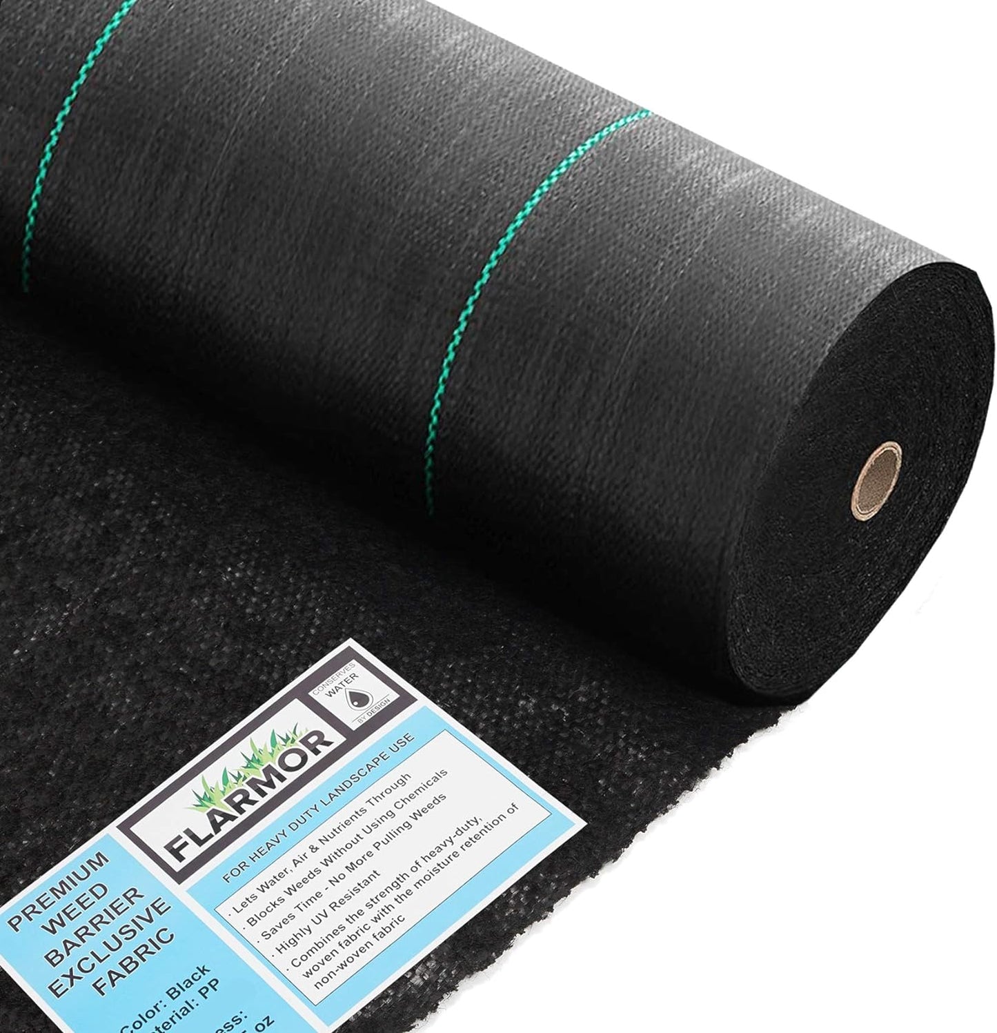 Non-Woven Landscape Fabric–6Ftx300Ft, 1.8oz Weed Barrier Cloth, Heavy Duty Garden Weed Barrier Fabric Roll, Landscaping Fabric Weed Control W/WeedStop Technology, Commercial Weed Block (Black)