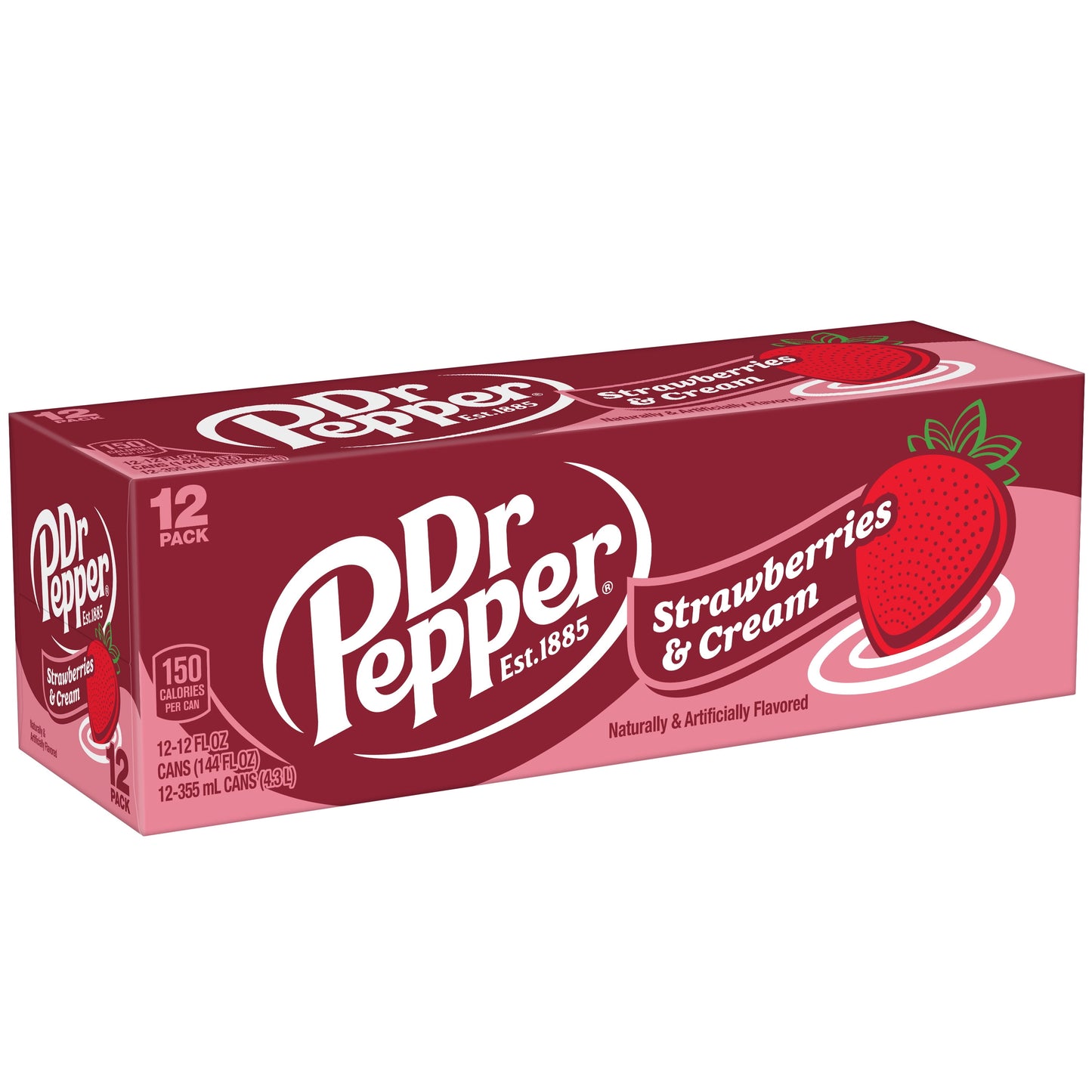 Dr Pepper Strawberries and Cream Soda Pop, 12 Fl Oz, 12 Pack Cans