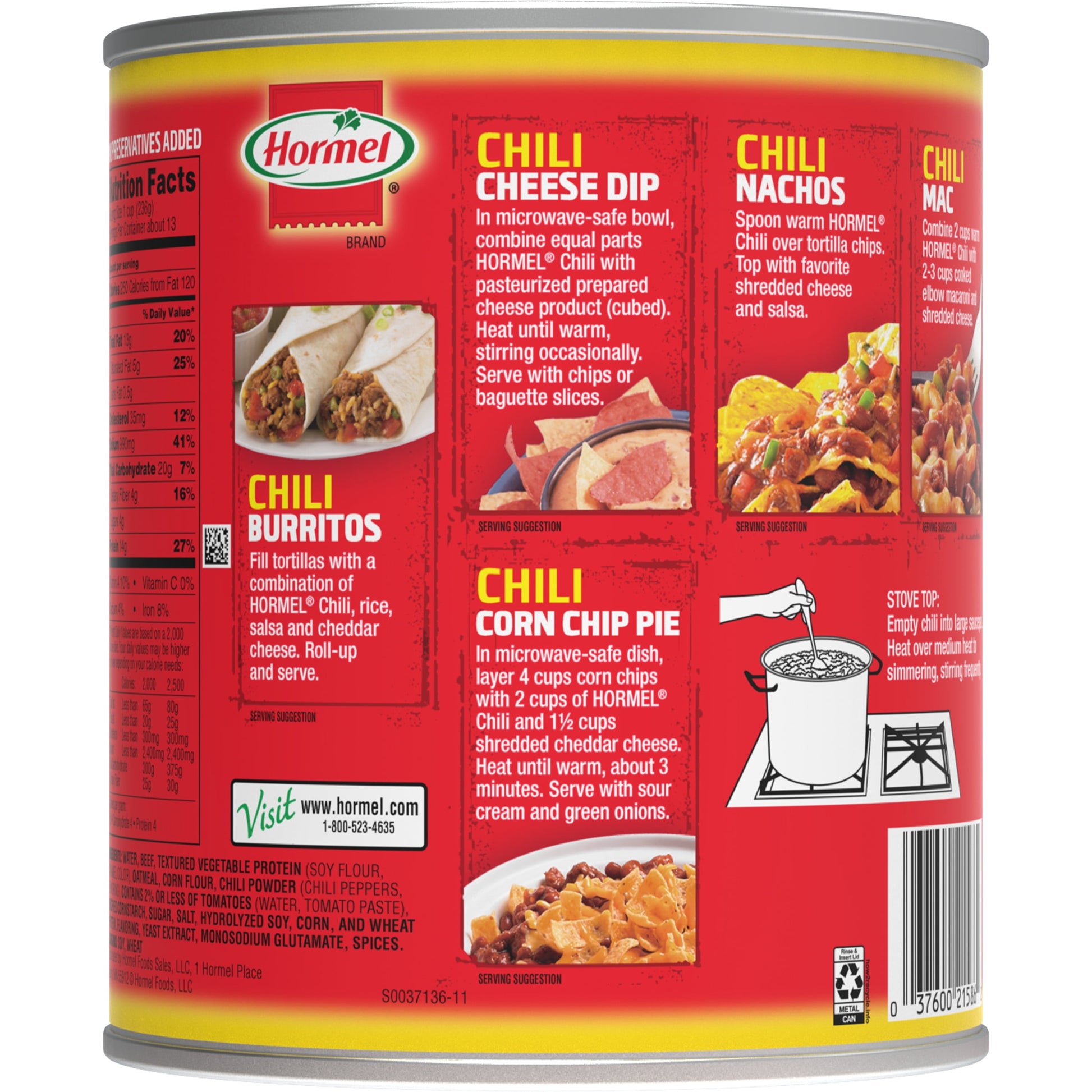 Chili, No Beans, No Artificial Ingredients, Steel Can 108 Oz