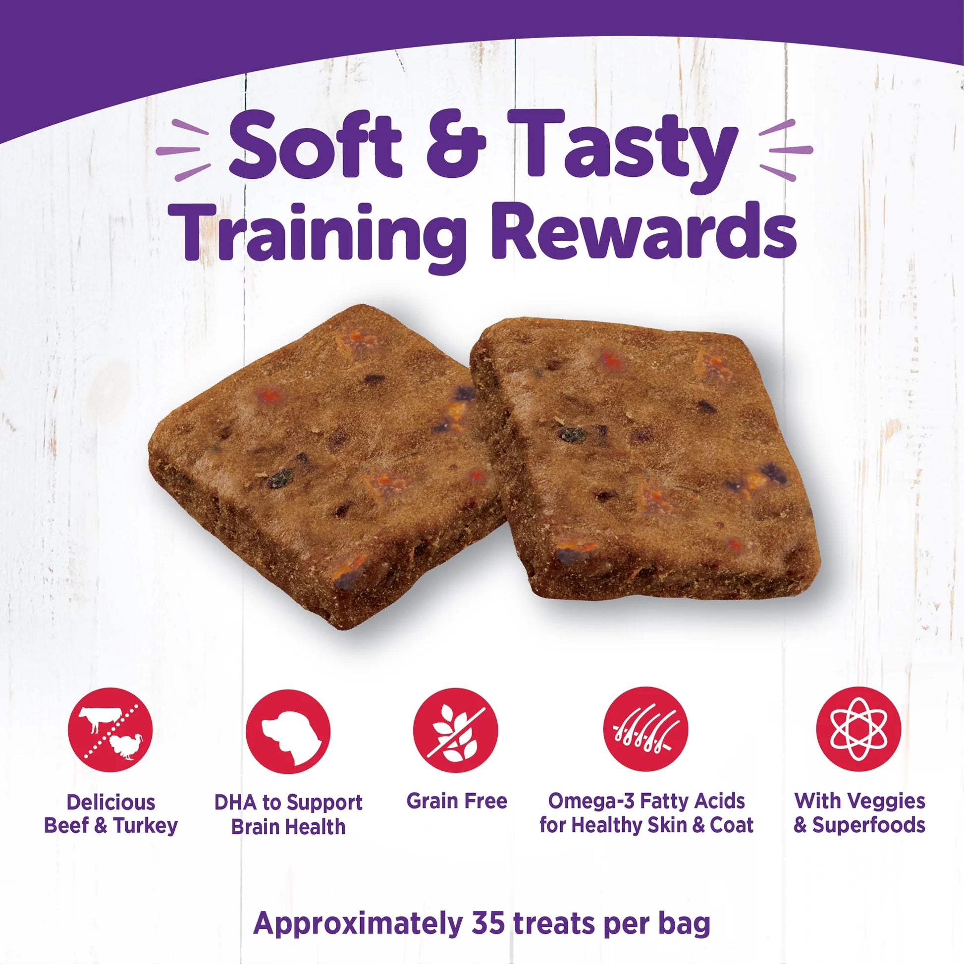 Wellness Rewarding Life Soft & Chewy Dog Treats, Grain Free, Beef & Turkey, 6 Ounce Bag
