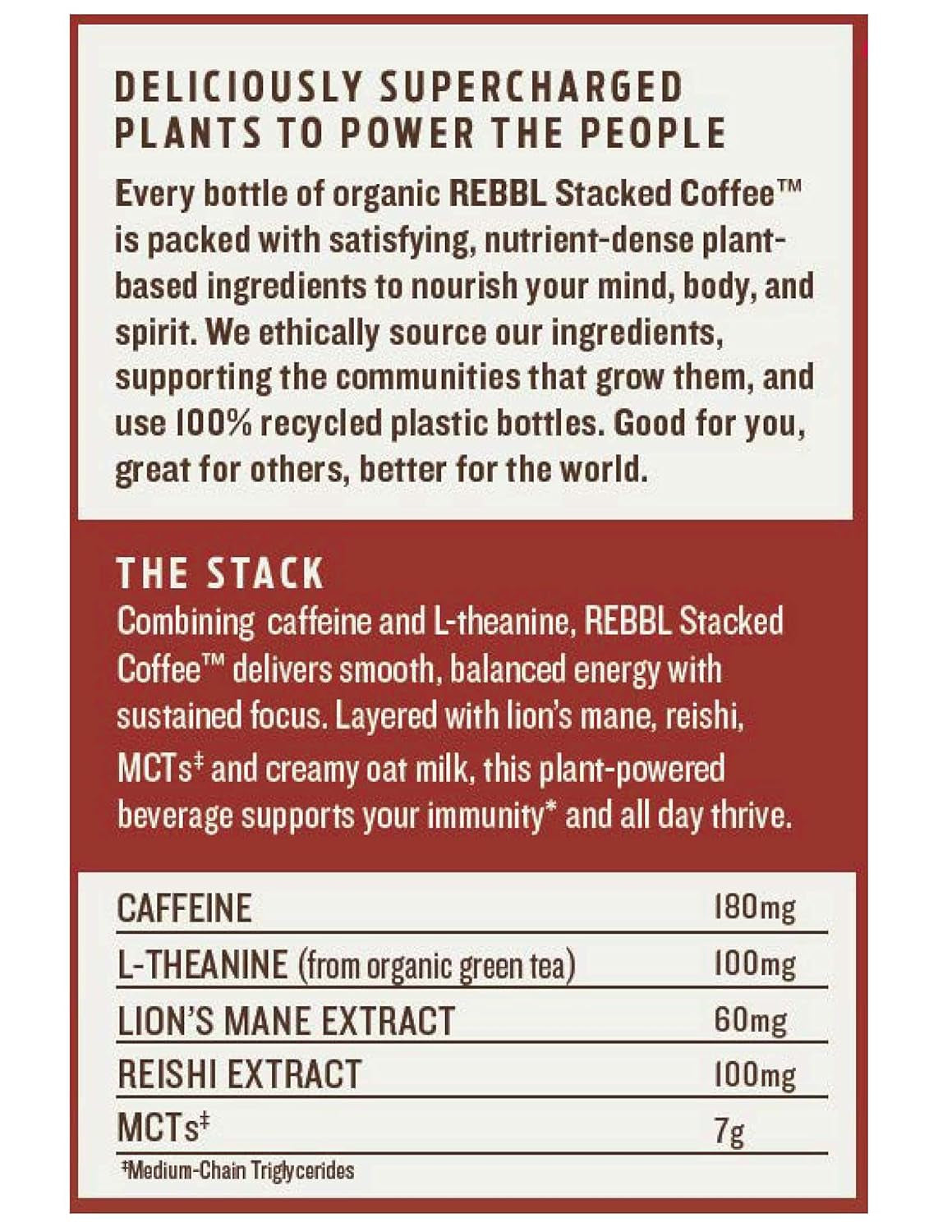 Stacked Coffee | Variety Pack | Plant Based Cold Brew Coffee with Oat Milk and Immunity Support | 12 Ounce (Pack of 6)