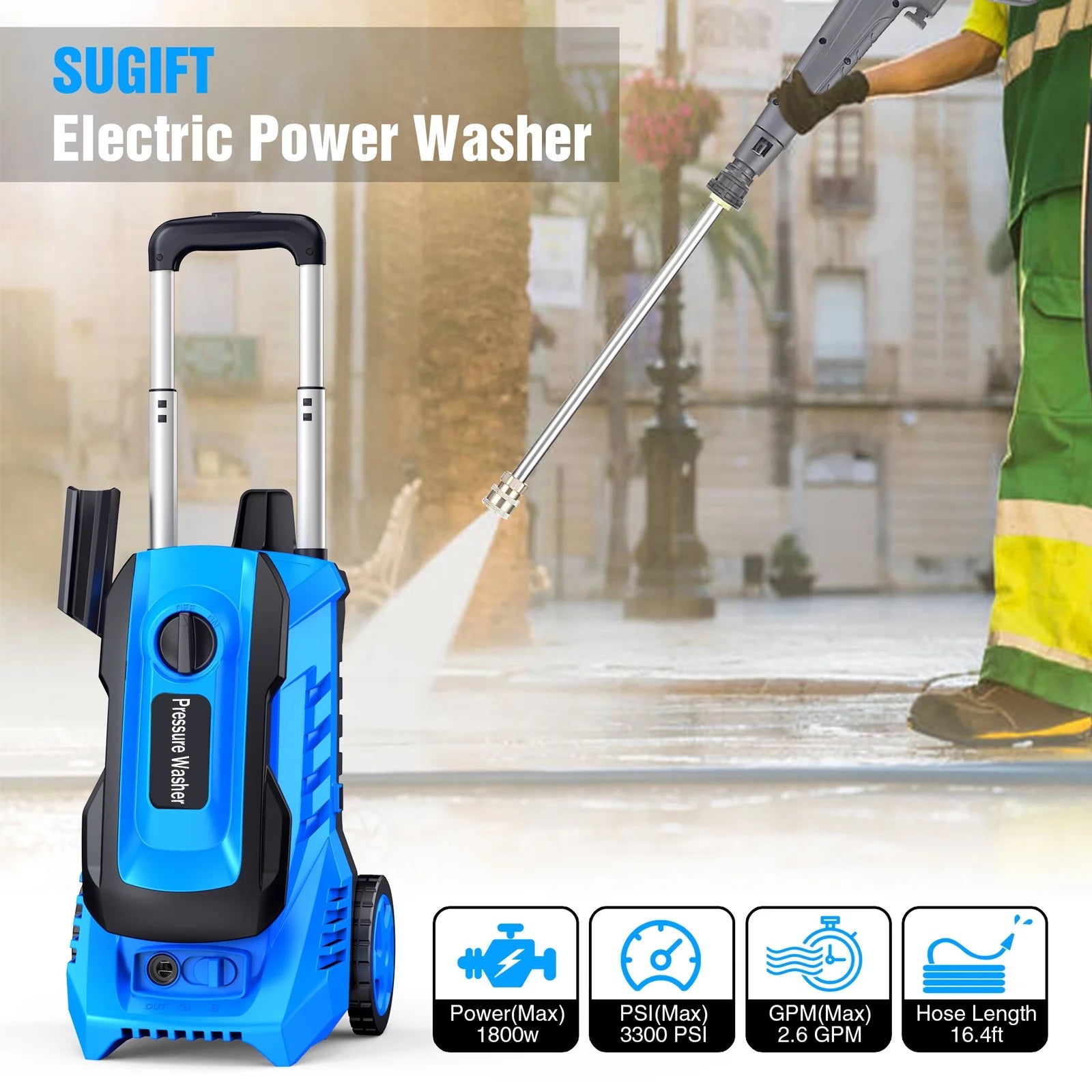 Electric Pressure Washer 3300PSI 2.0GPM Power Washer, Blue