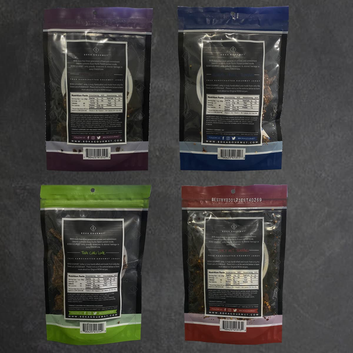 BOKA GOURMET the BOKA Bundle (Pack of 4) All Natural Protein Rich Beef Jerky - 2.5 Ounces Super Snack | TREAT YOURSELF . EAT GOURMET