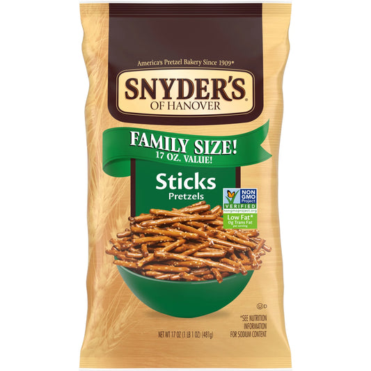 , Pretzel Sticks, Family Size Bag, 17 Oz