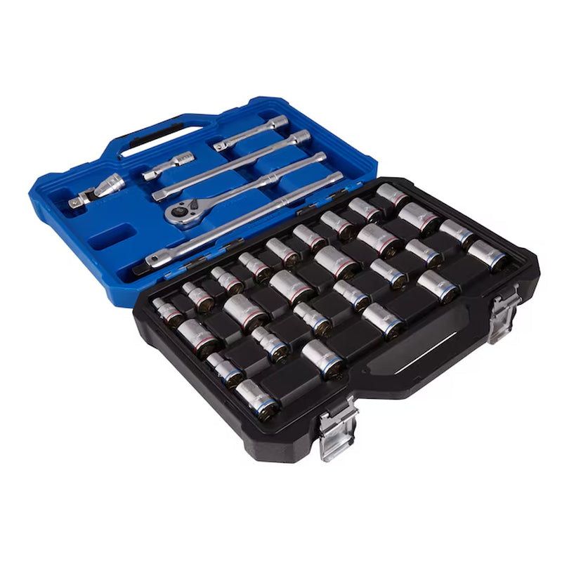 33-Piece Standard (SAE) and Metric Polished Chrome Mechanics Tool Set with Hard Case