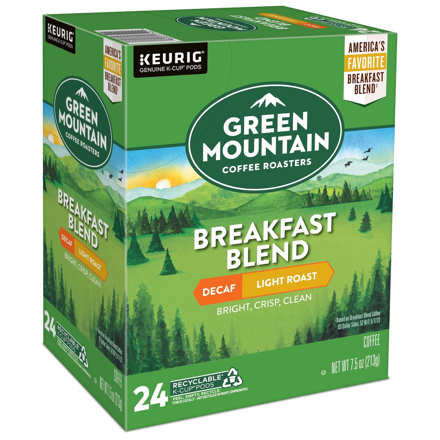 , Decaf Breakfast Blend Light Roast K-Cup Coffee Pods, 24 Count