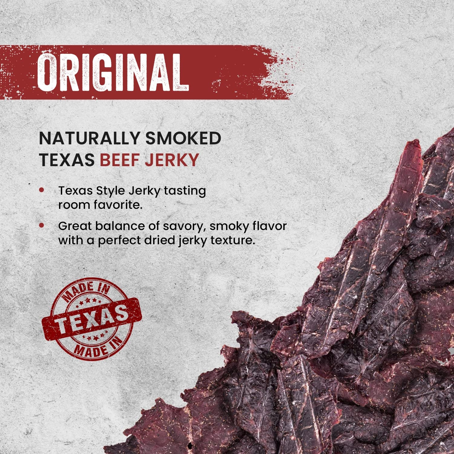 Texas Style Beef Jerky Bulk, Healthy Beef Jerky Snack Packs, Low Carb with 18 Grams of Protein, Gluten & MSG Free, Original Flavor, 1 Pound (Pack of 3)