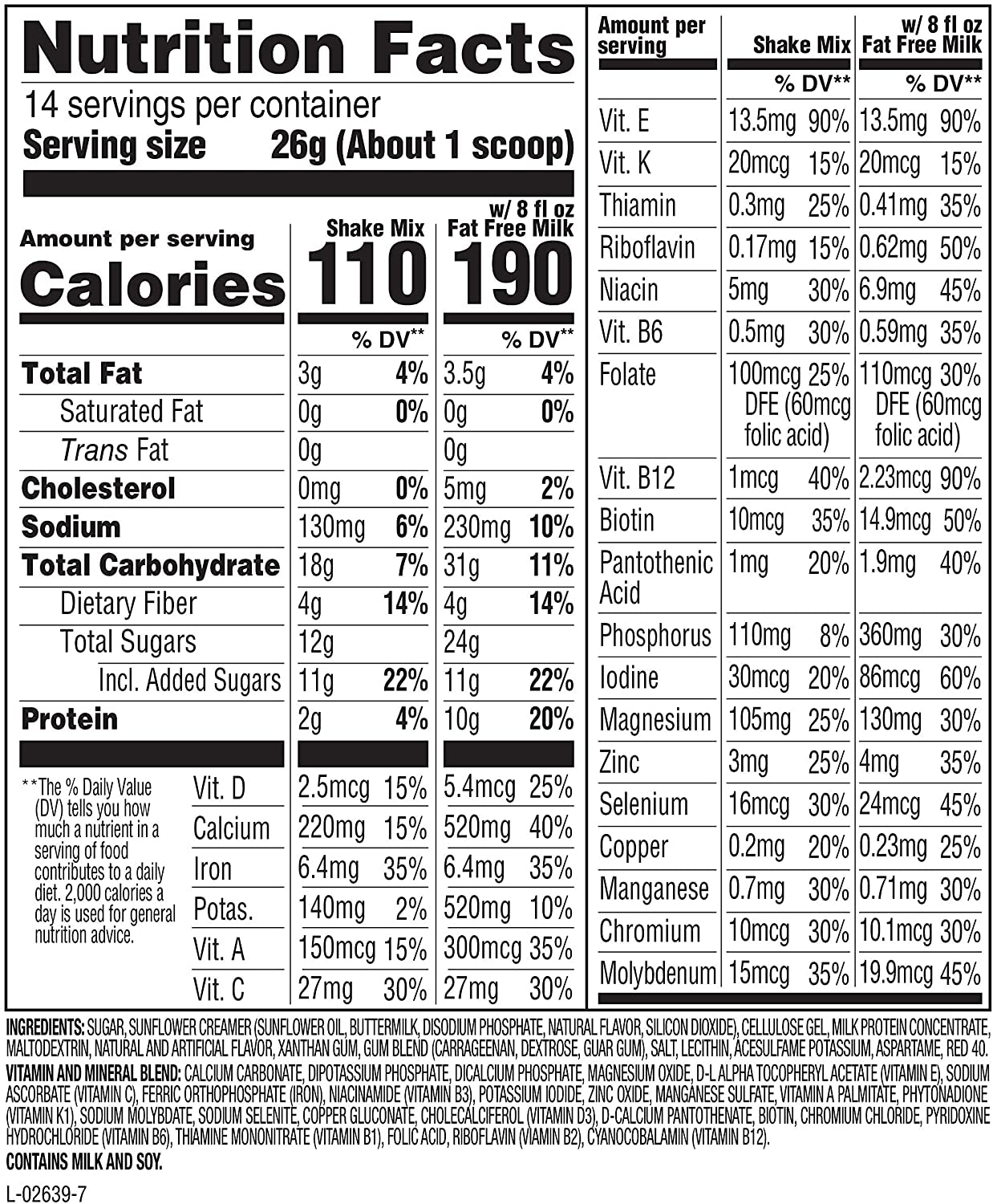 Meal Replacement Powder, Original Strawberries & Cream, Weight Loss Shake Mix, 10G of Protein, 14 Servings