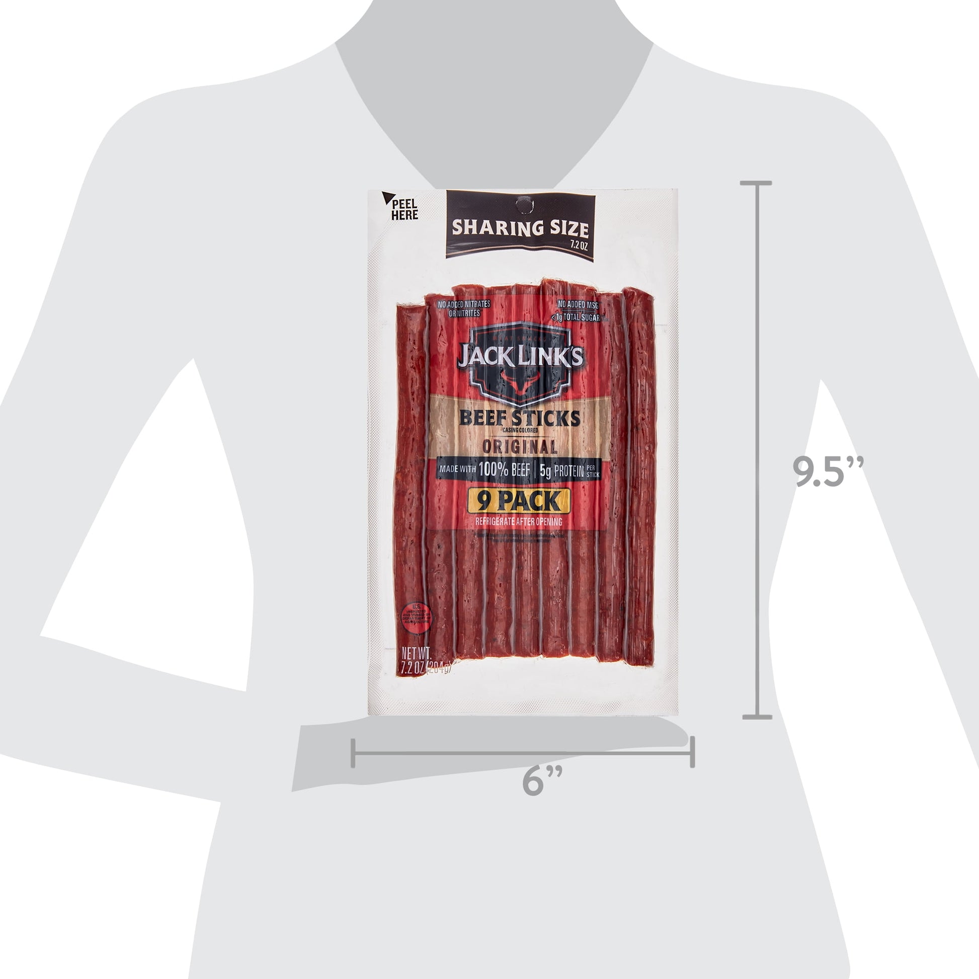 100% Beef Original Beef Sticks 7.2Oz 9 Count Package