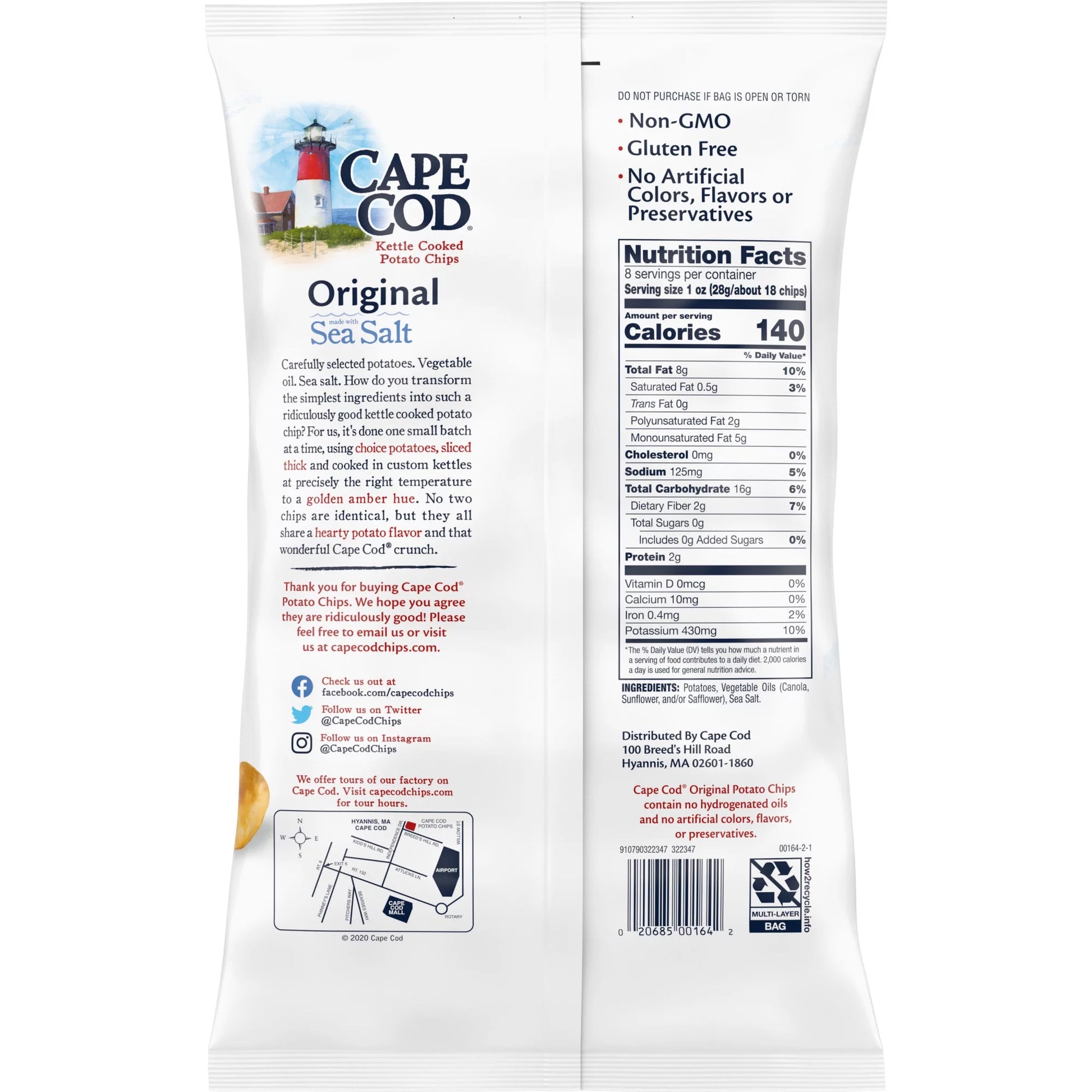 Potato Chips, Original Kettle Cooked Chips, 8 Oz