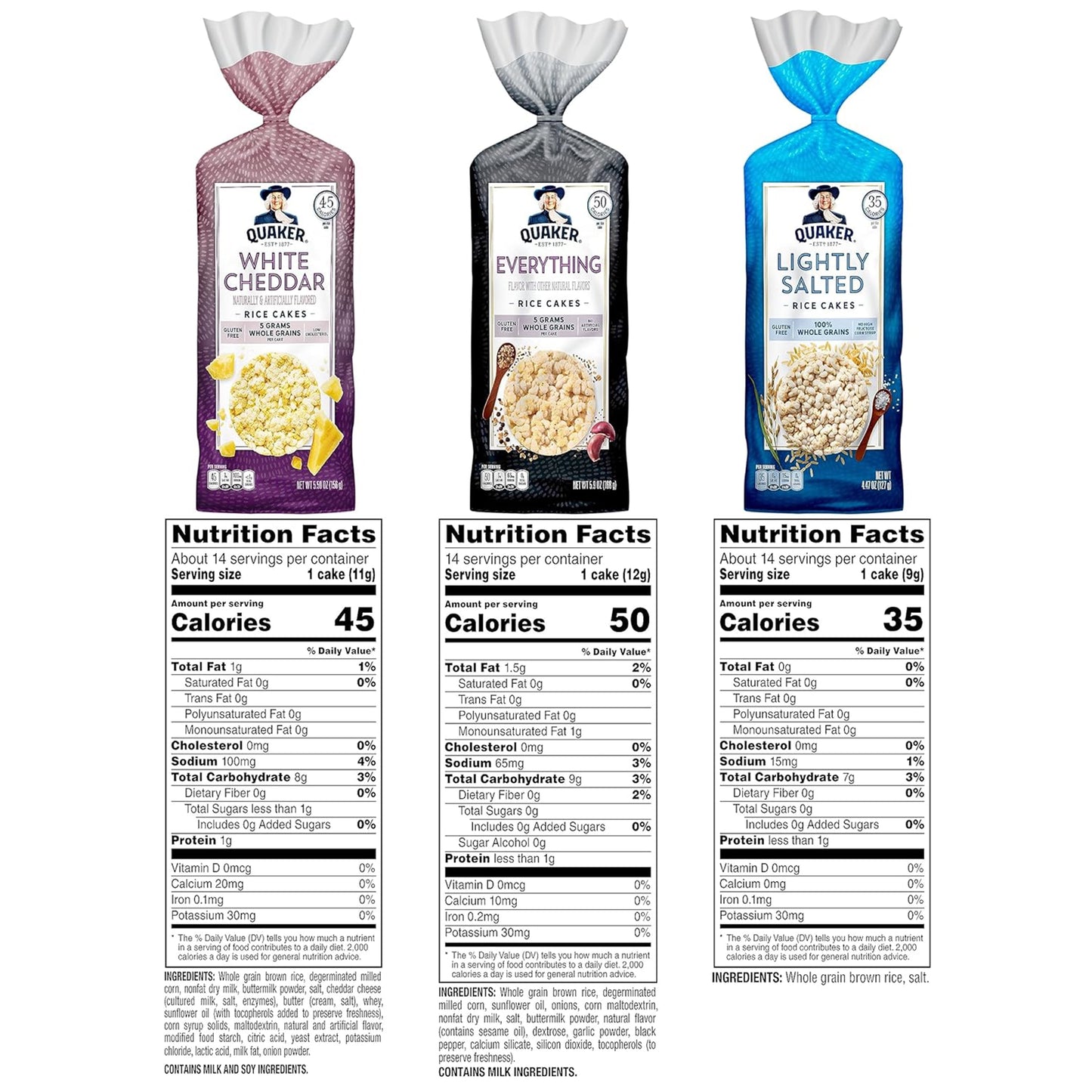 Large Rice Cakes, 3 Flavor Topper Variety Pack, Pack of 6