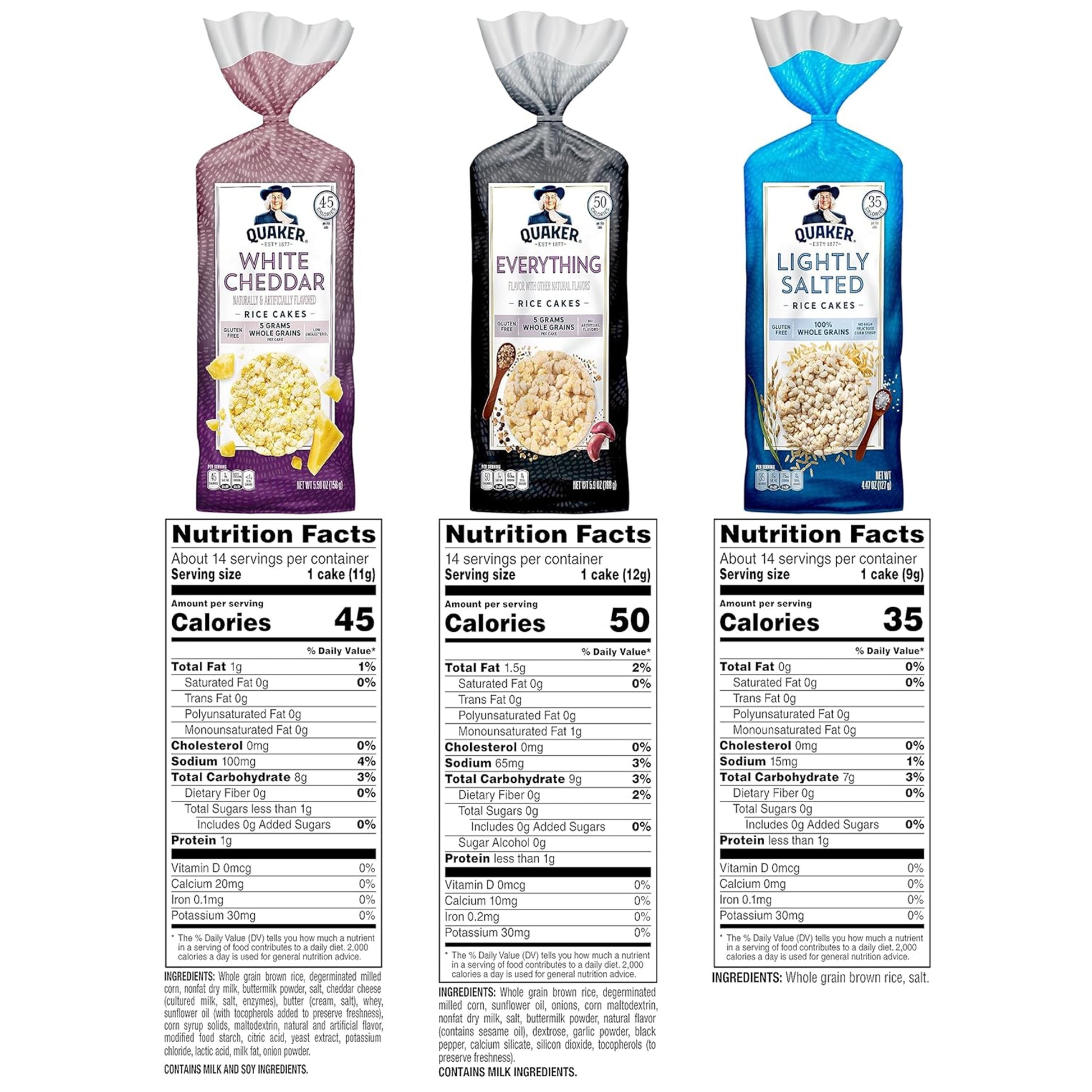 Large Rice Cakes, 3 Flavor Topper Variety Pack, Pack of 6