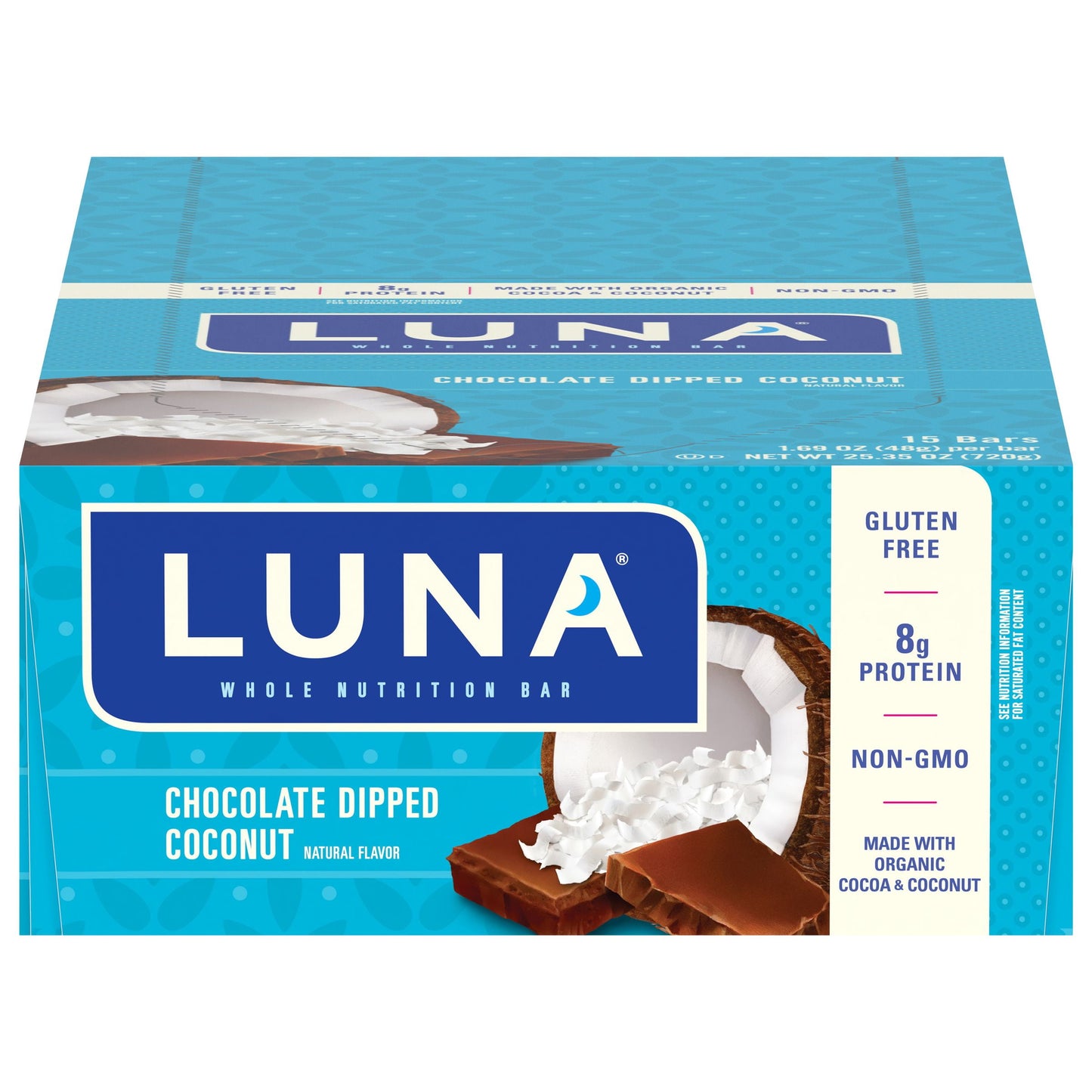 Clif Luna Bar: Dipped Chocolate Coconut Box of 15