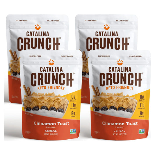 Cinnamon Toast Keto Cereal (4 Pack) 9Oz Bags | Low Carb, Zero Sugar, Gluten Free, Fiber | Keto Snacks, Vegan Snacks, Protein Snacks | Keto Friendly Foods