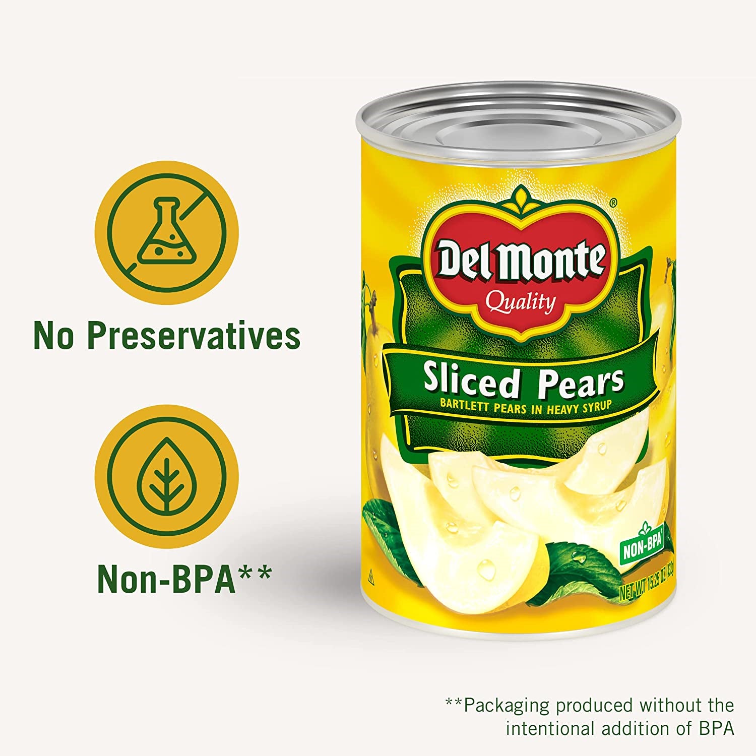DEL MONTE Sliced Bartlett Pears in Heavy Syrup Canned Fruit 15.25 Oz 12-Pack