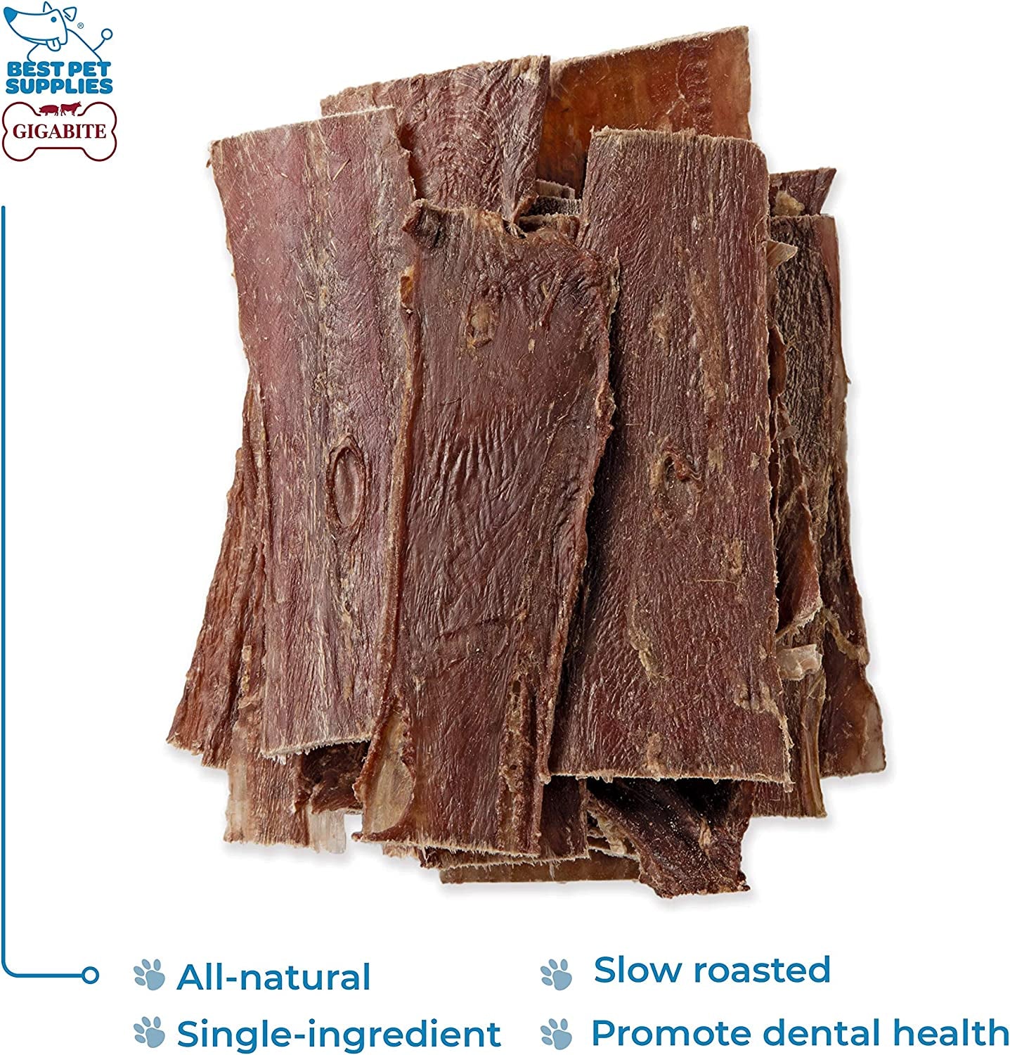 Gigabite 6 Inch Beef Gullet Jerky Strips (25 Pack) - All Natural, Free Range Beef Esophagus Taffy Dog Treat by