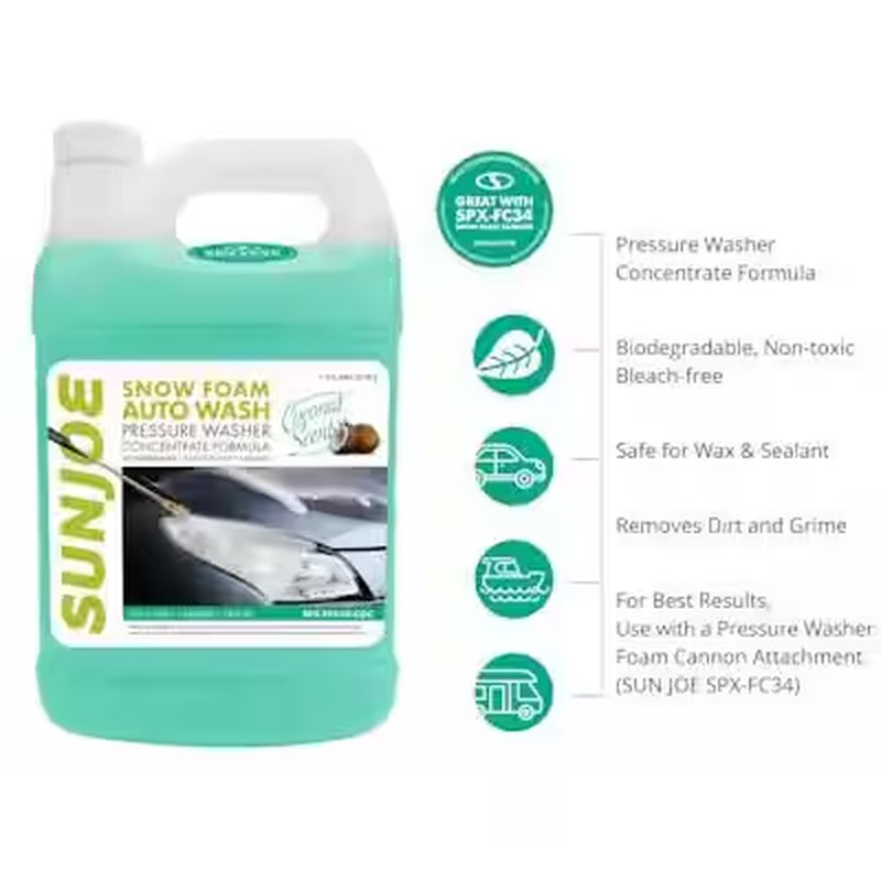 1 Gal. Premium Snow Foam Pressure Washer Rated Car Wash Soap and Cleaner, Coconut