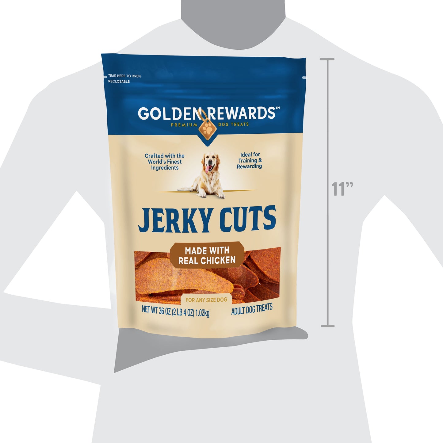 Adult Dog Dry Jerky Cut Treats with Real Chicken, 36 Oz Bag