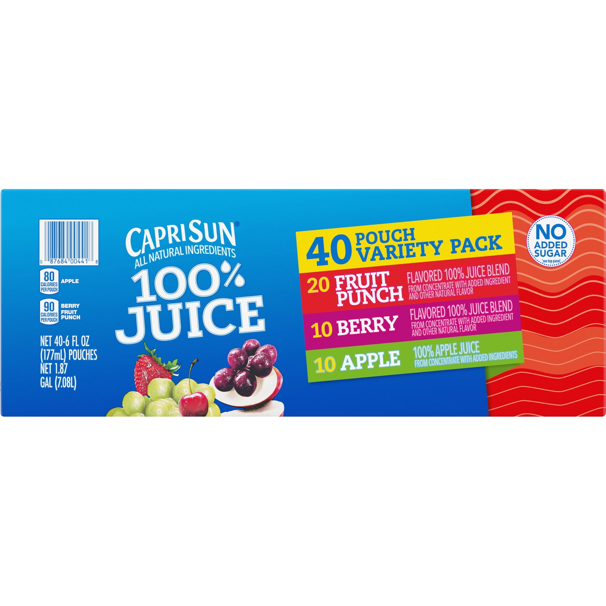 100% Juice Fruit Punch, Berry & Apple Naturally Flavored Juice Variety Pack, 40 Ct Box, 6 Fl Oz Pouches