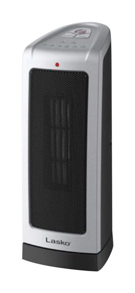 16" 1500W Ceramic Tower Electric Space Heater with Adjustable Thermostat, Silver, 5309, New