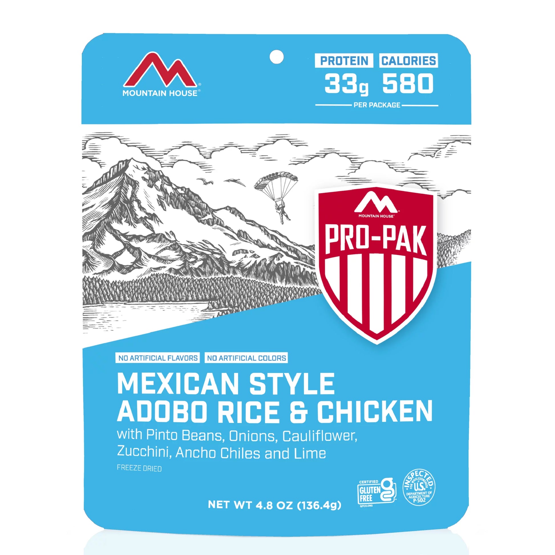 Mexican Style Adobo Rice & Chicken - Pro-Pak® Emergency Survival Food for Camping, Hiking and Backpacking - 6 Pouches