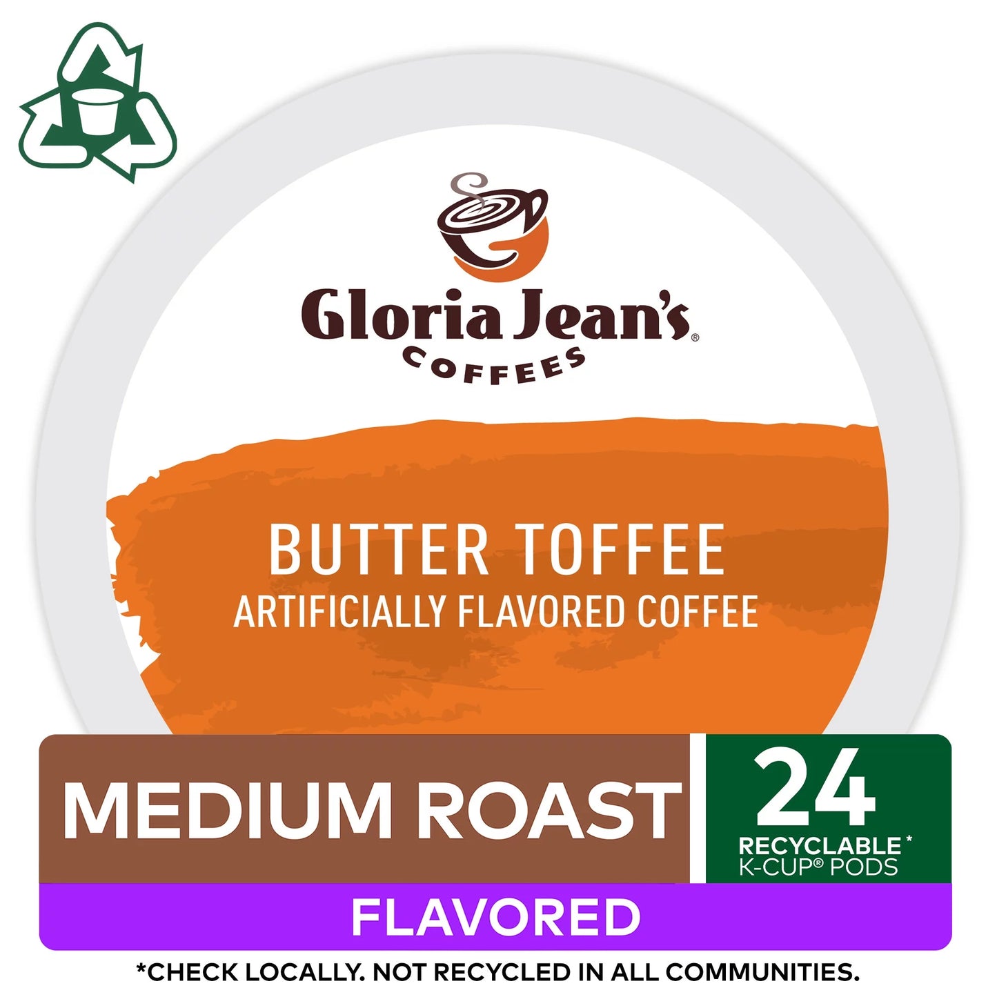 Gloria Jean'S Coffee, Butter Toffee Medium Roast K-Cup Coffee Pods, 24 Count