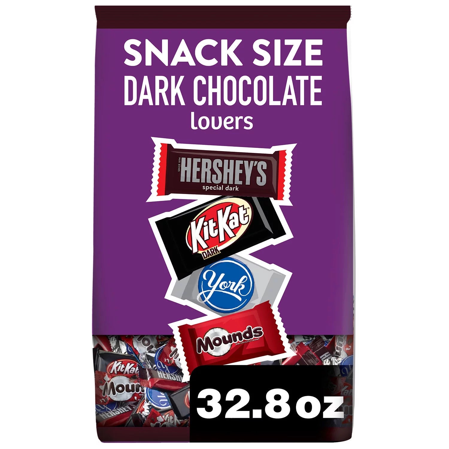 Hershey Assorted Dark Chocolate Flavored Snack Size Candy, Party Pack 32.89 Oz